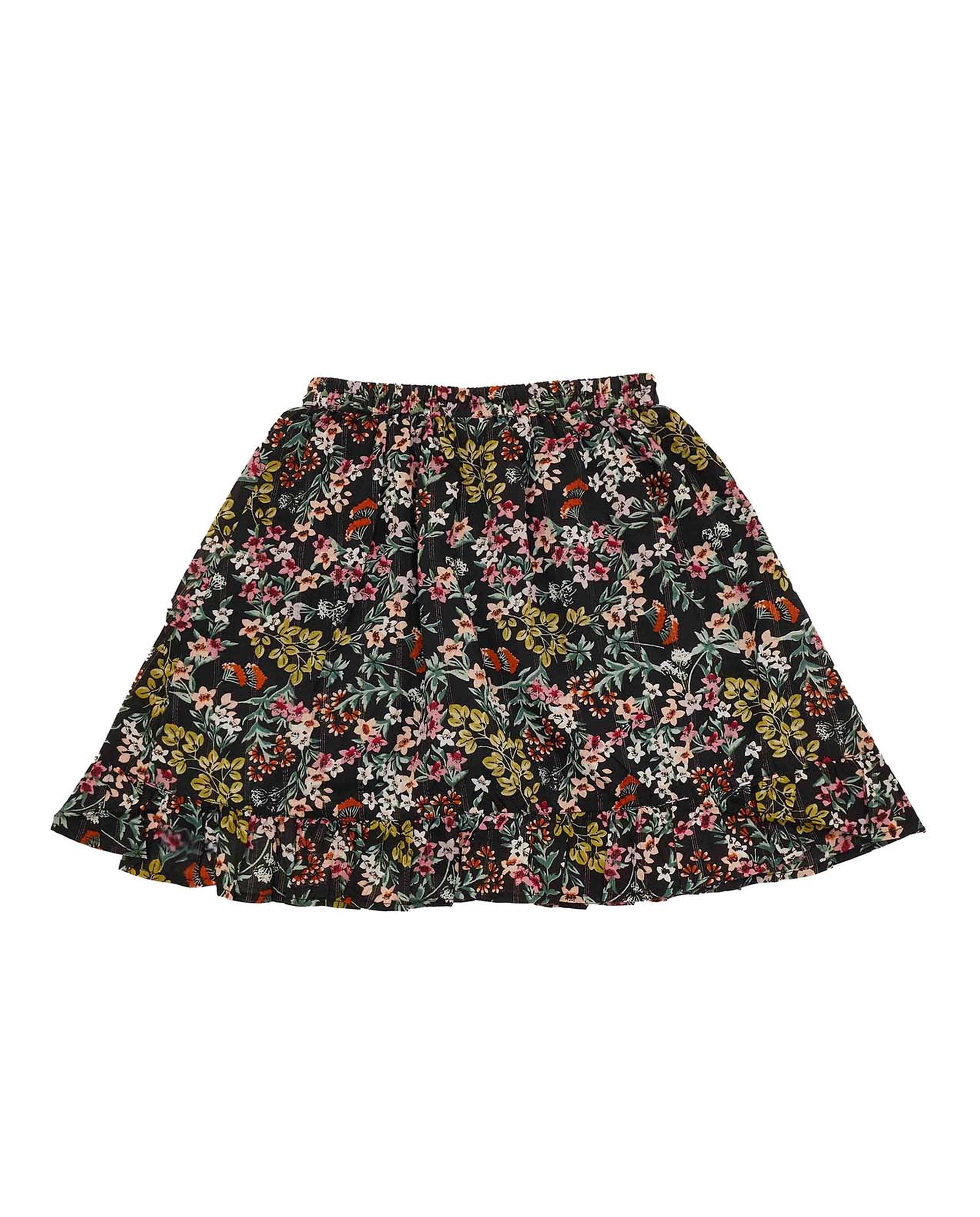 Floral Printed Flared Skirt
