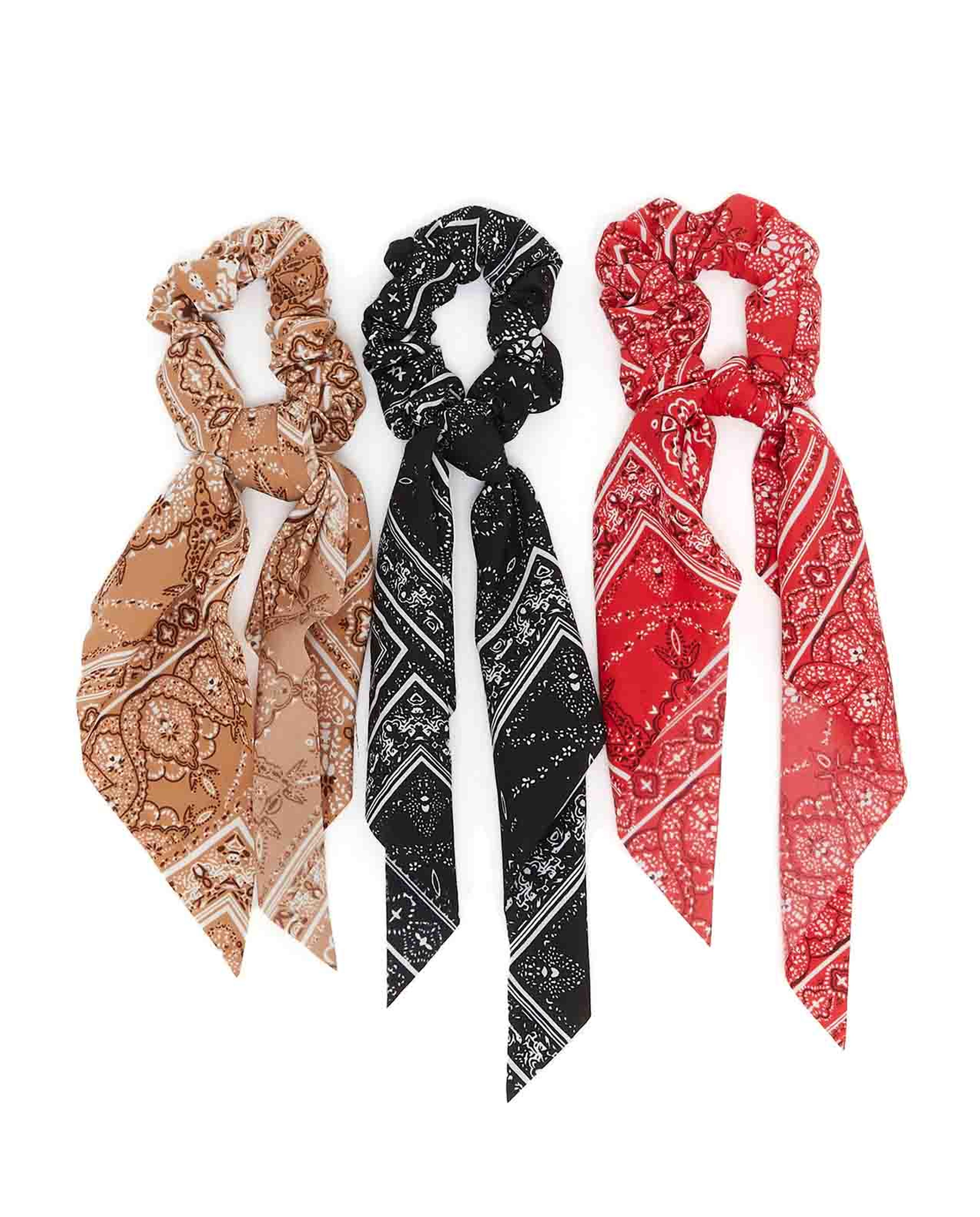 Pack of 3 Scarf-Detail Scrunchies