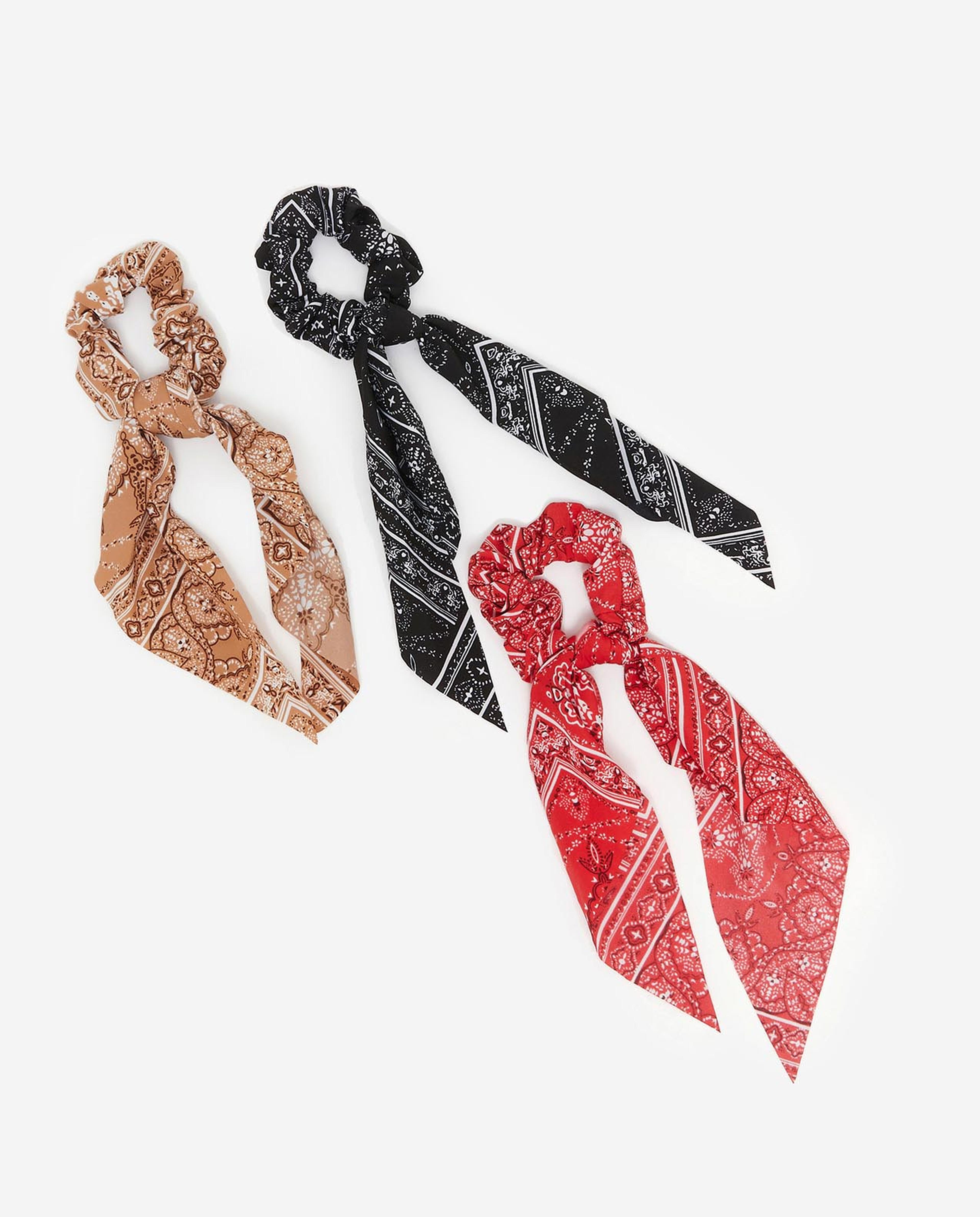 Pack of 3 Scarf-Detail Scrunchies