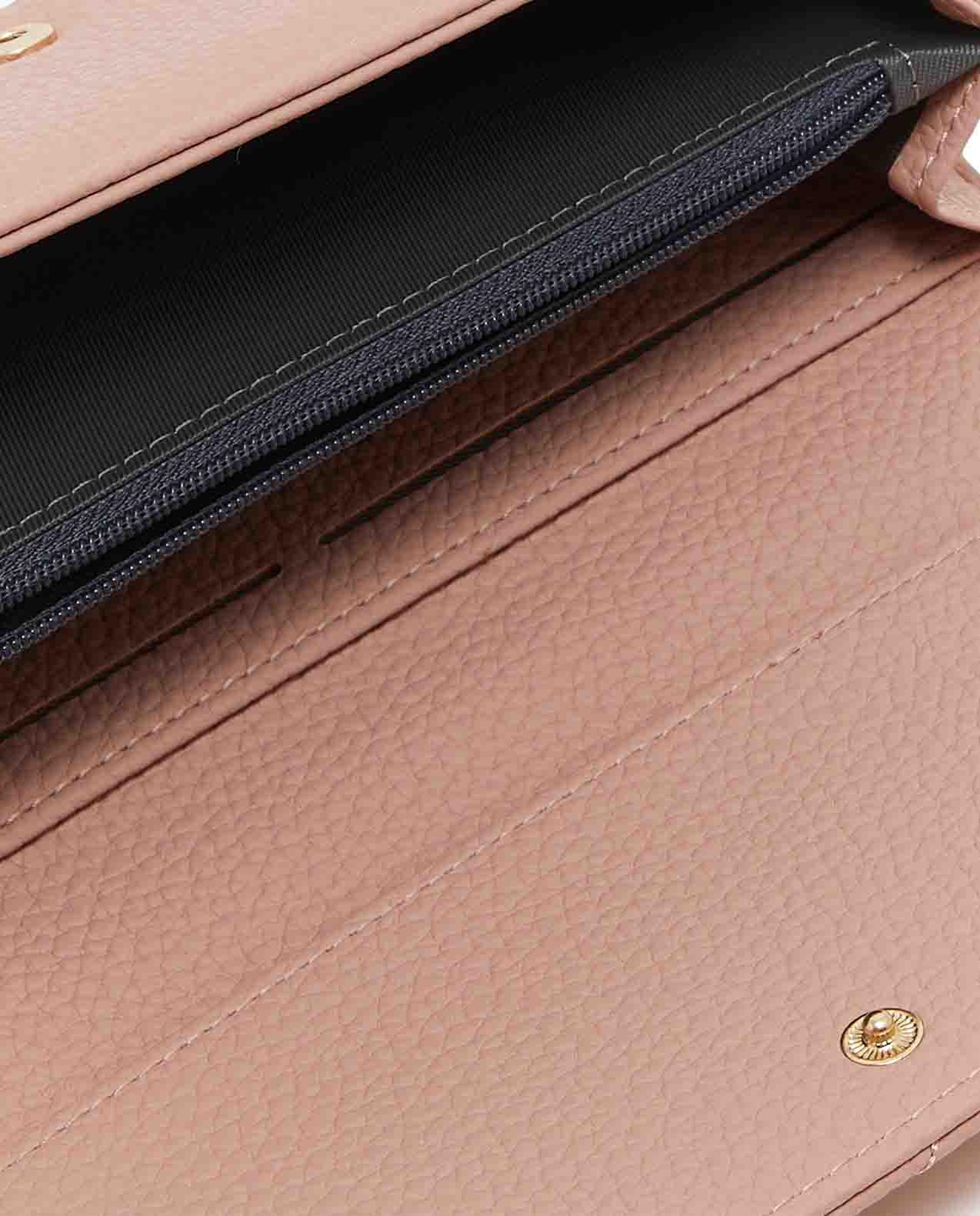 Textured Flap Big Wallet