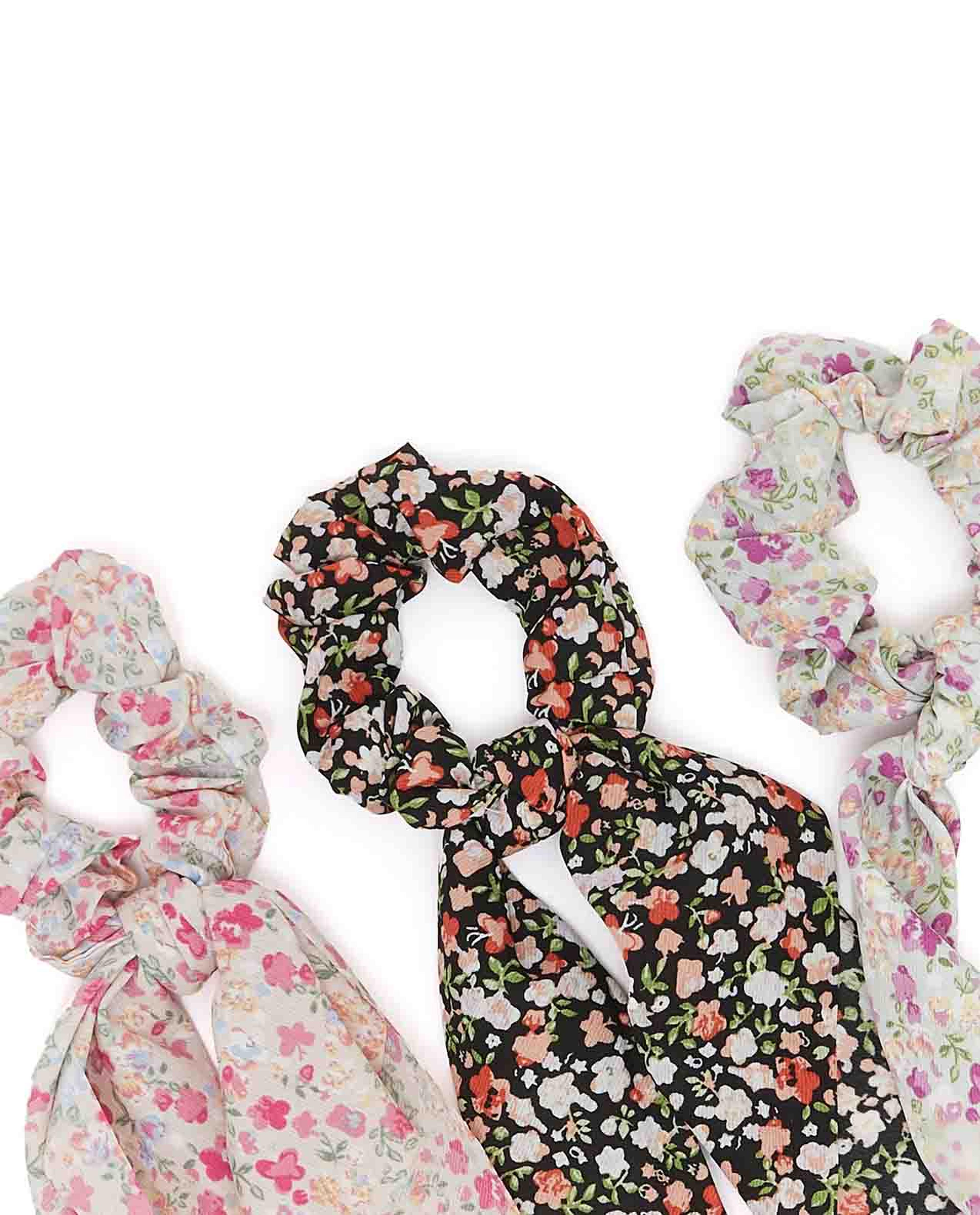 Pack of 3 Scarf-Detail Scrunchies