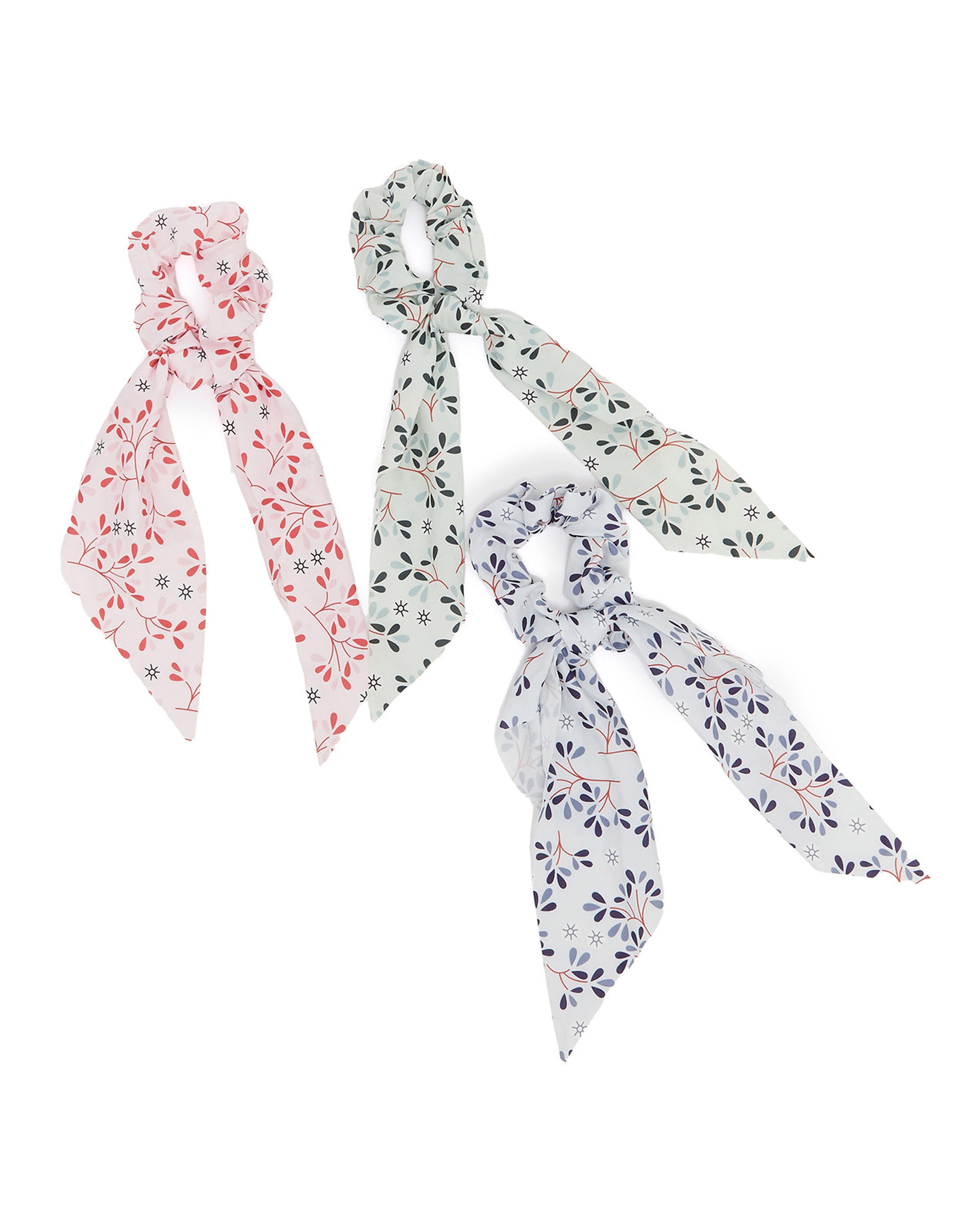 Pack of 3 Scarf-Detail Scrunchies
