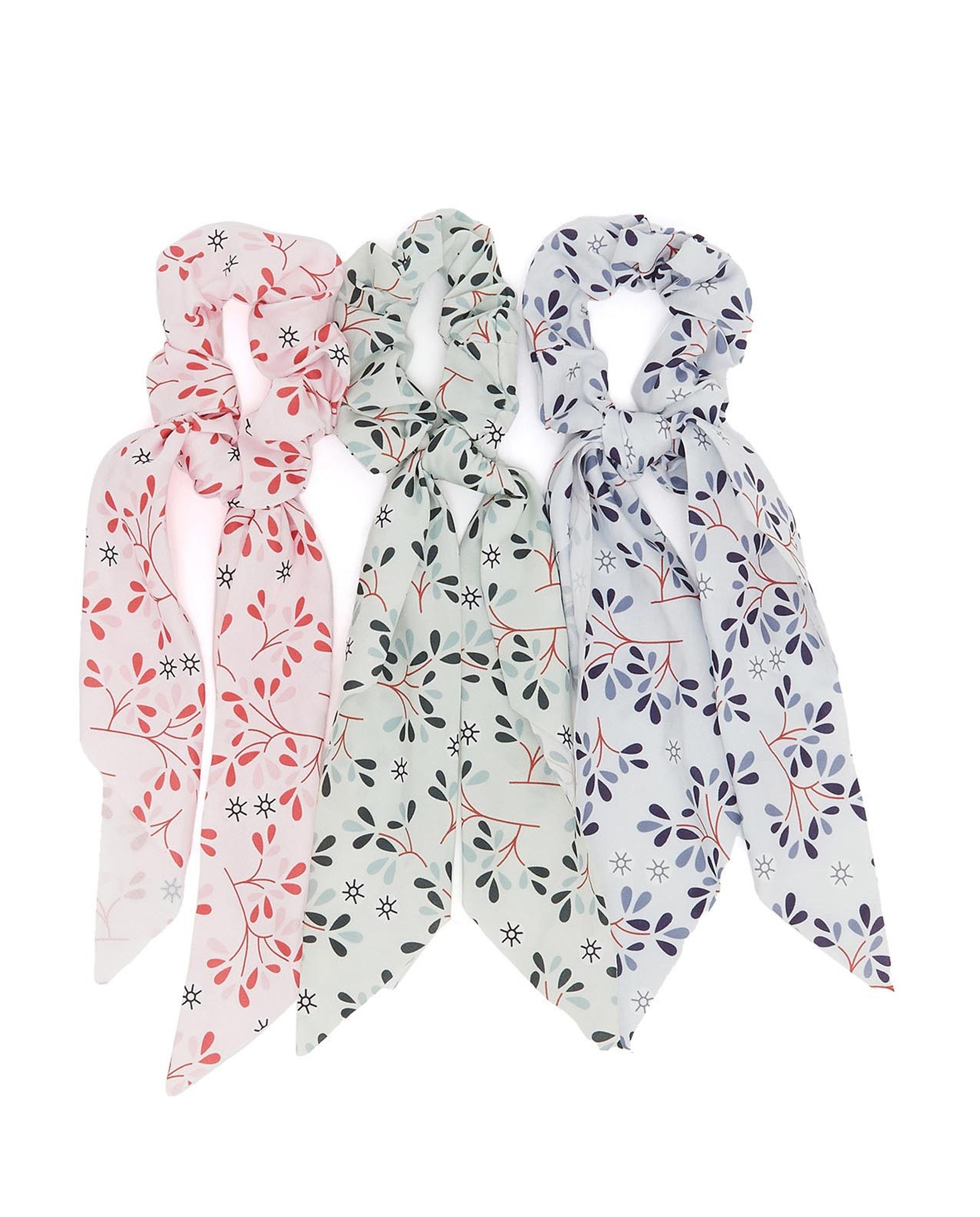 Pack of 3 Scarf-Detail Scrunchies