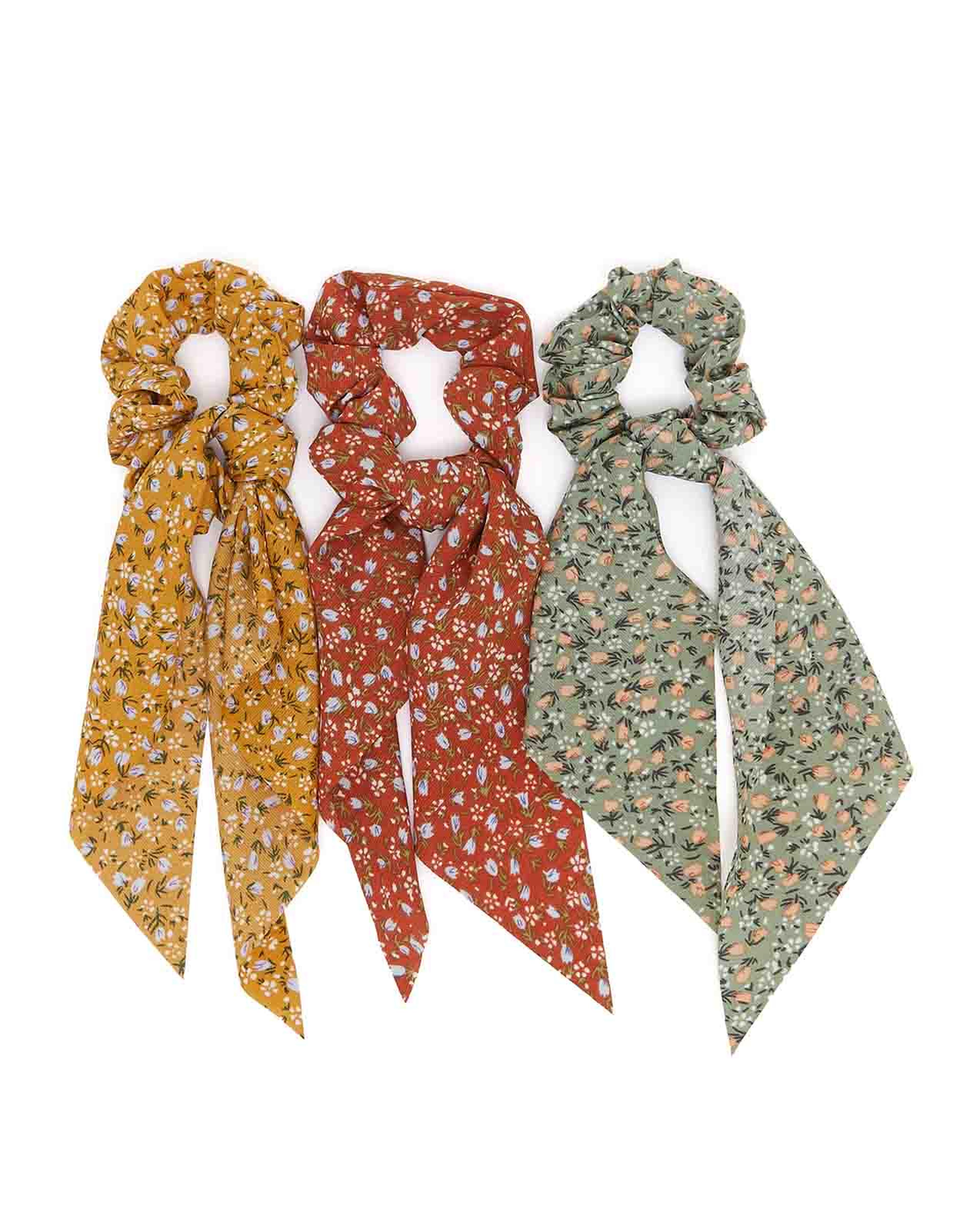 Pack of 3 Scarf-Detail Scrunchies