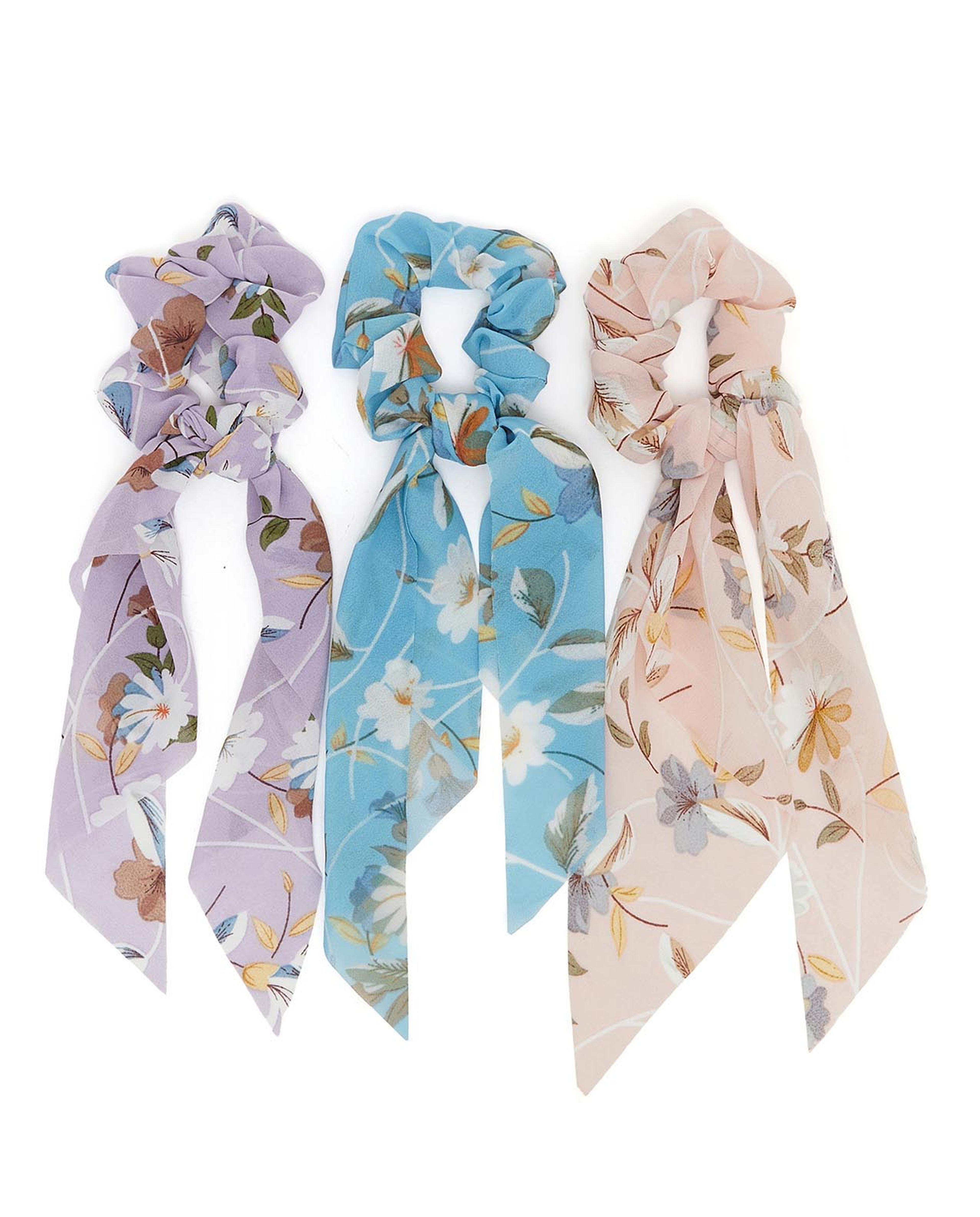 Pack of 3 Scarf-Detail Scrunchies