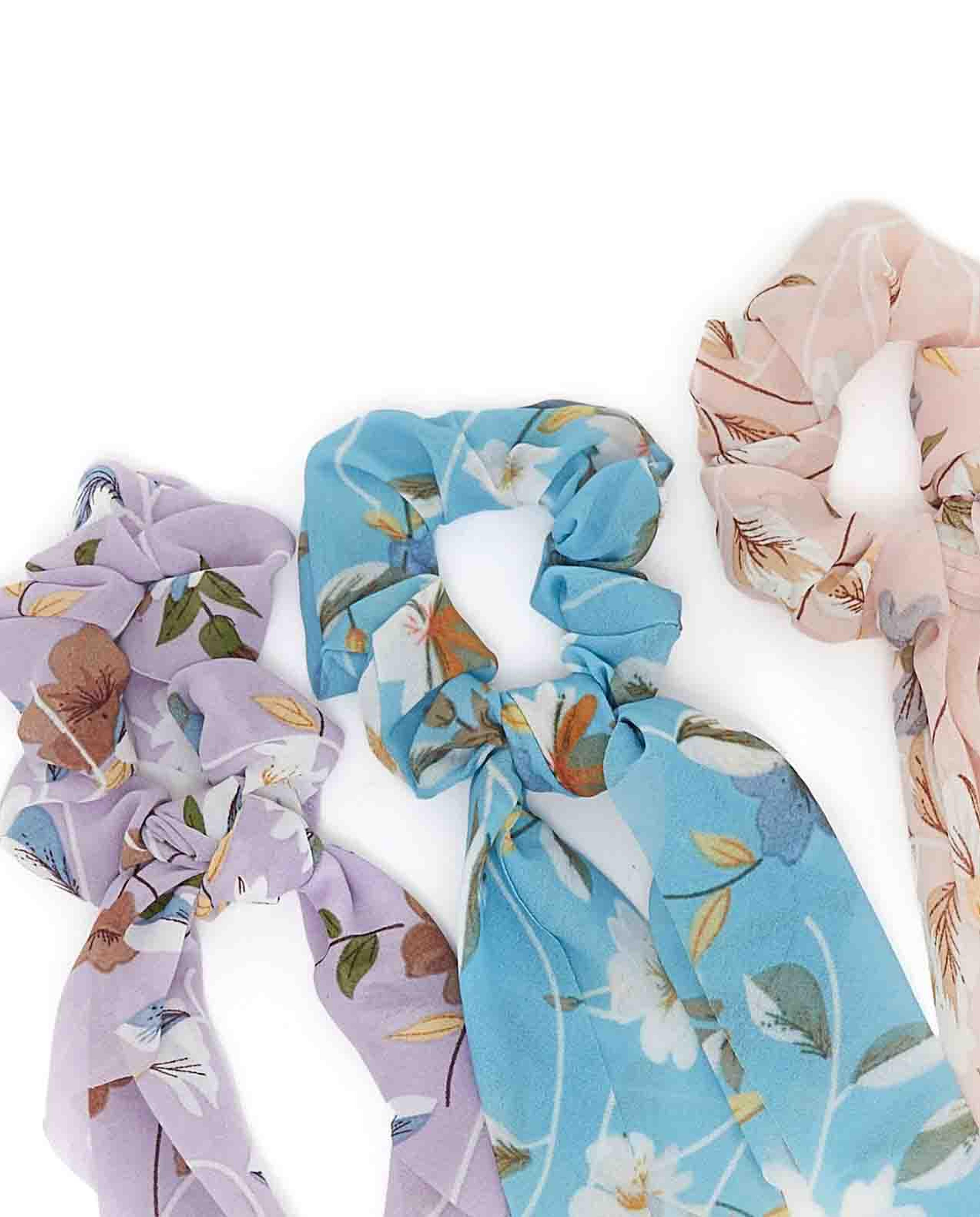 Pack of 3 Scarf-Detail Scrunchies