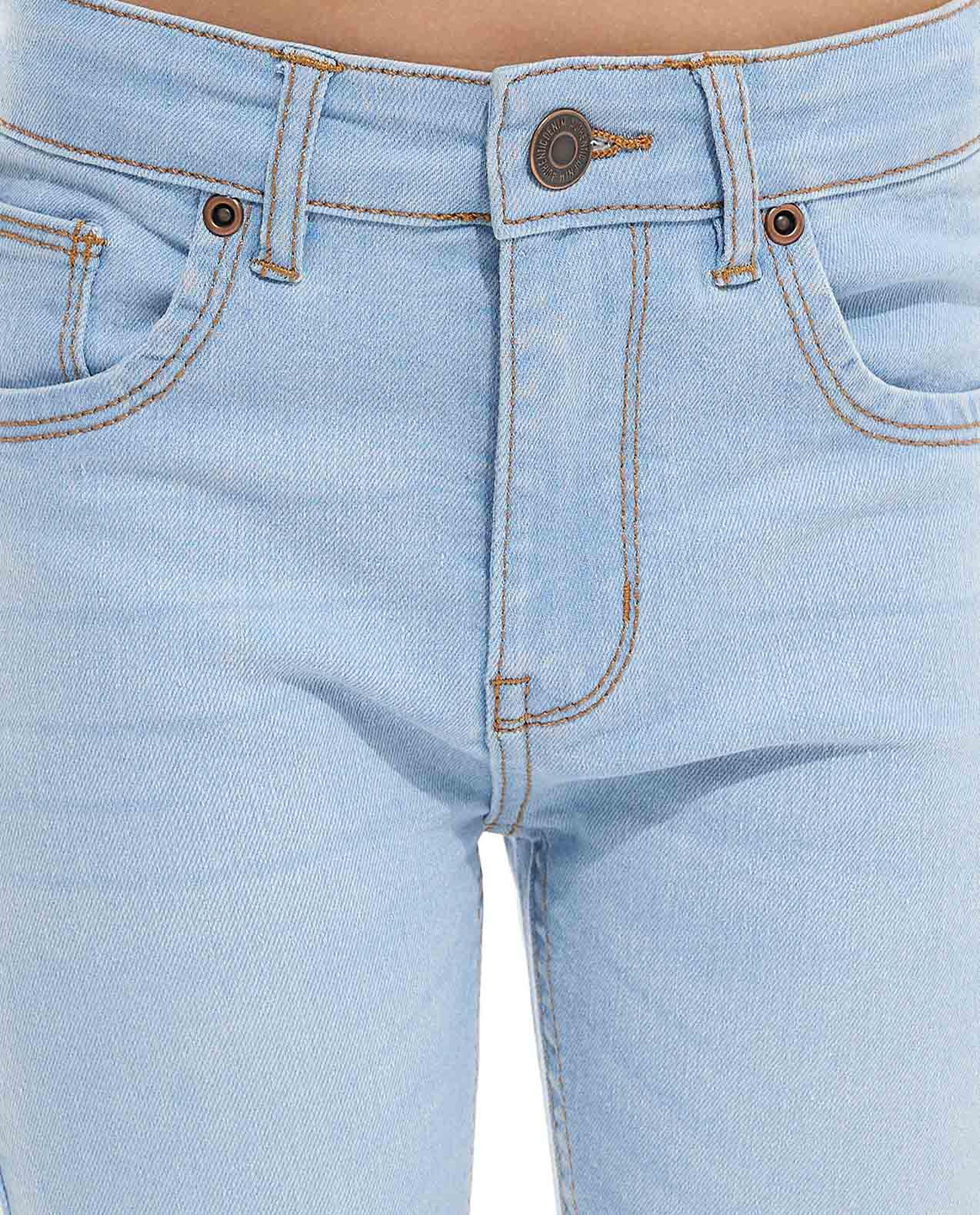 Straight Fit Jeans with Button Closure