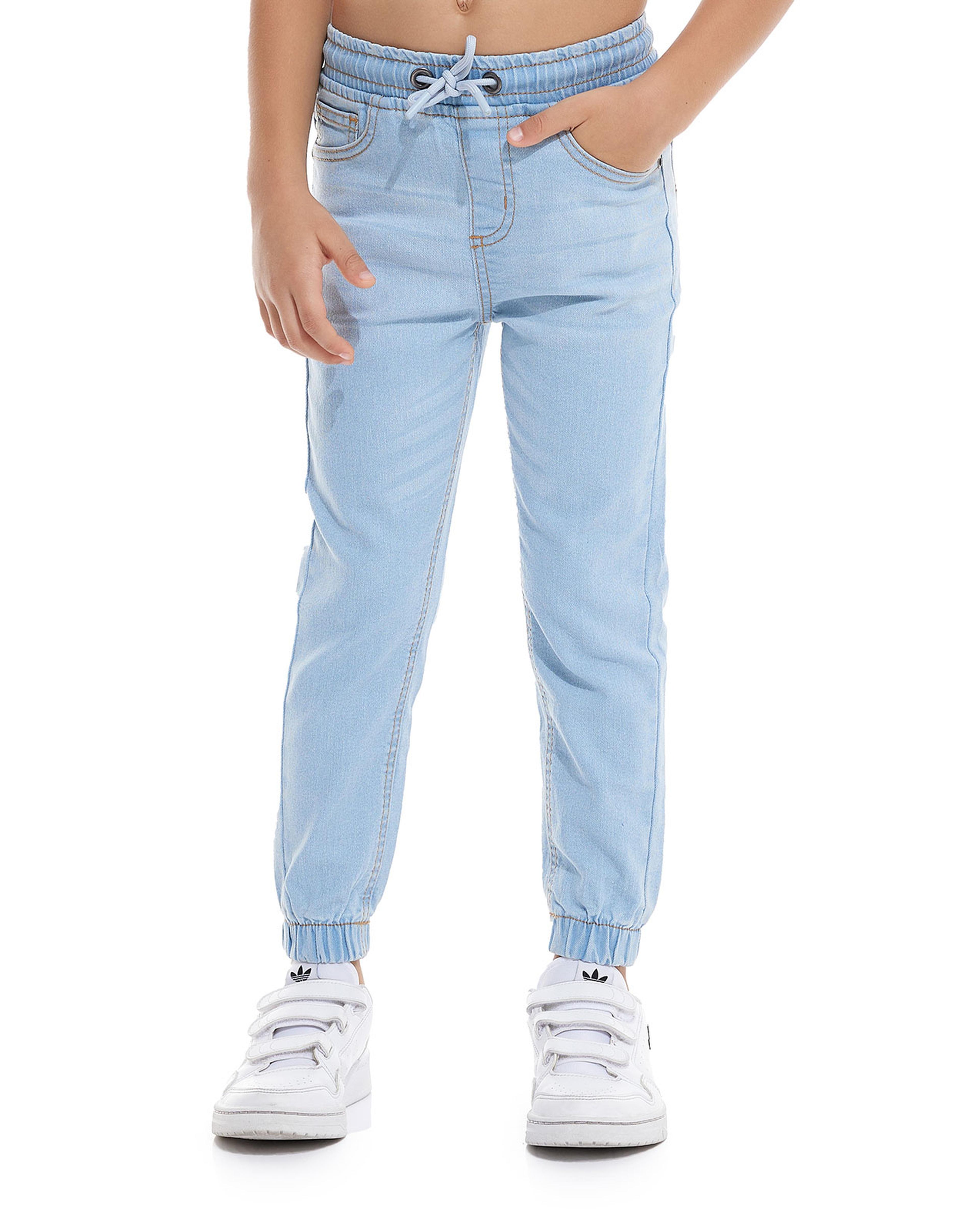 Faded Jogger Jeans with Drawstring Waist