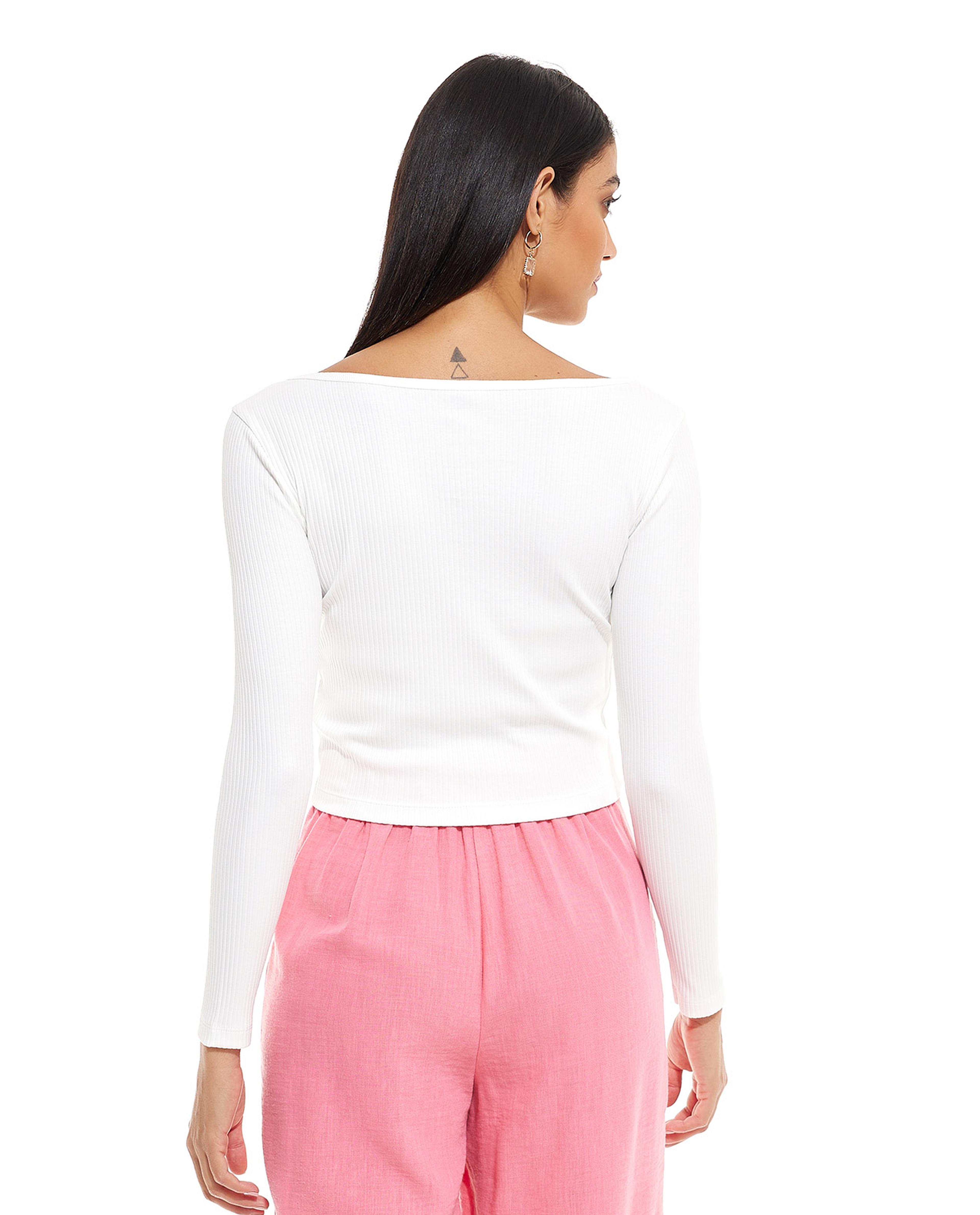 Ribbed Top with Button Front