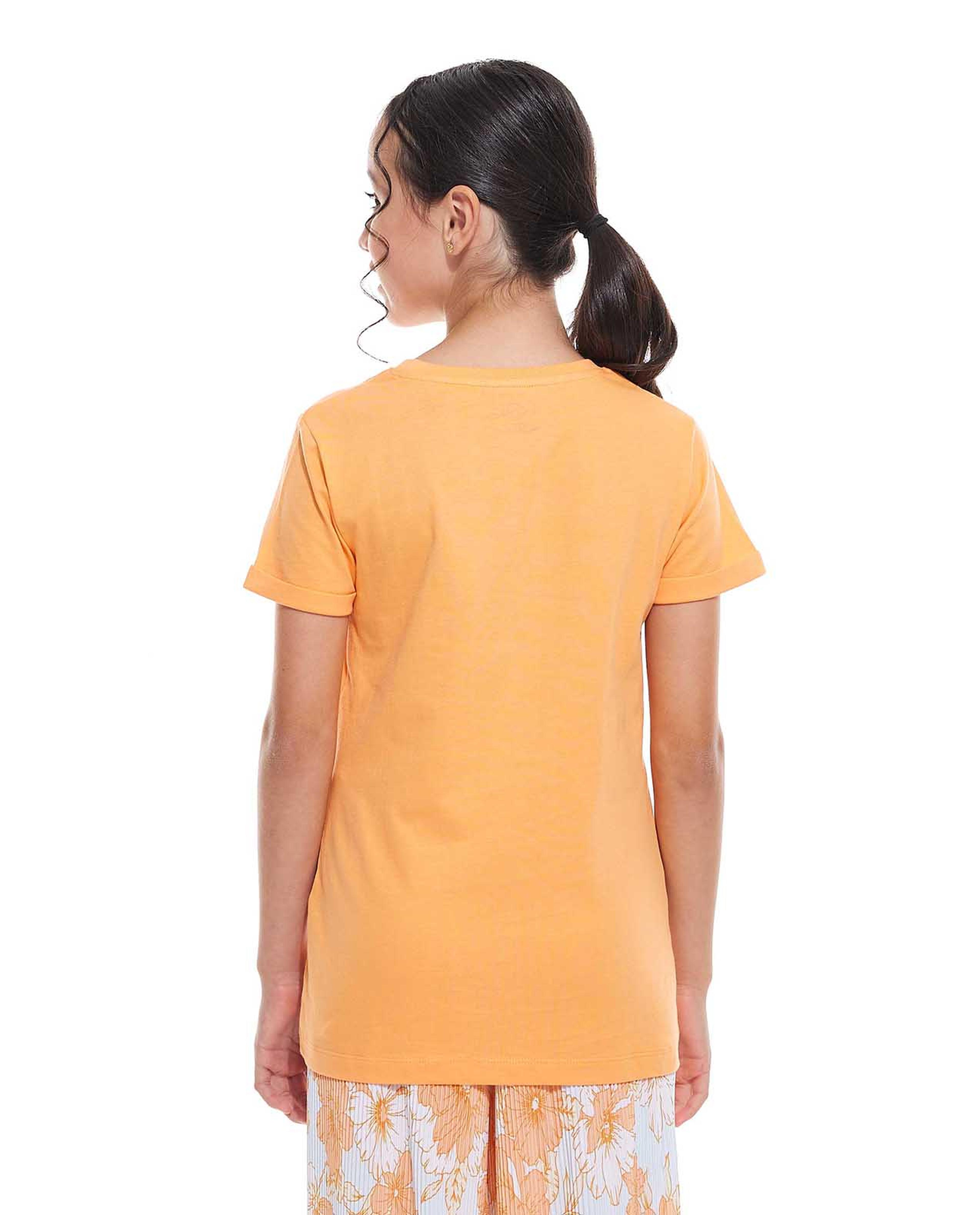 Graphic Print T-Shirt with Crew Neck and Short Sleeves