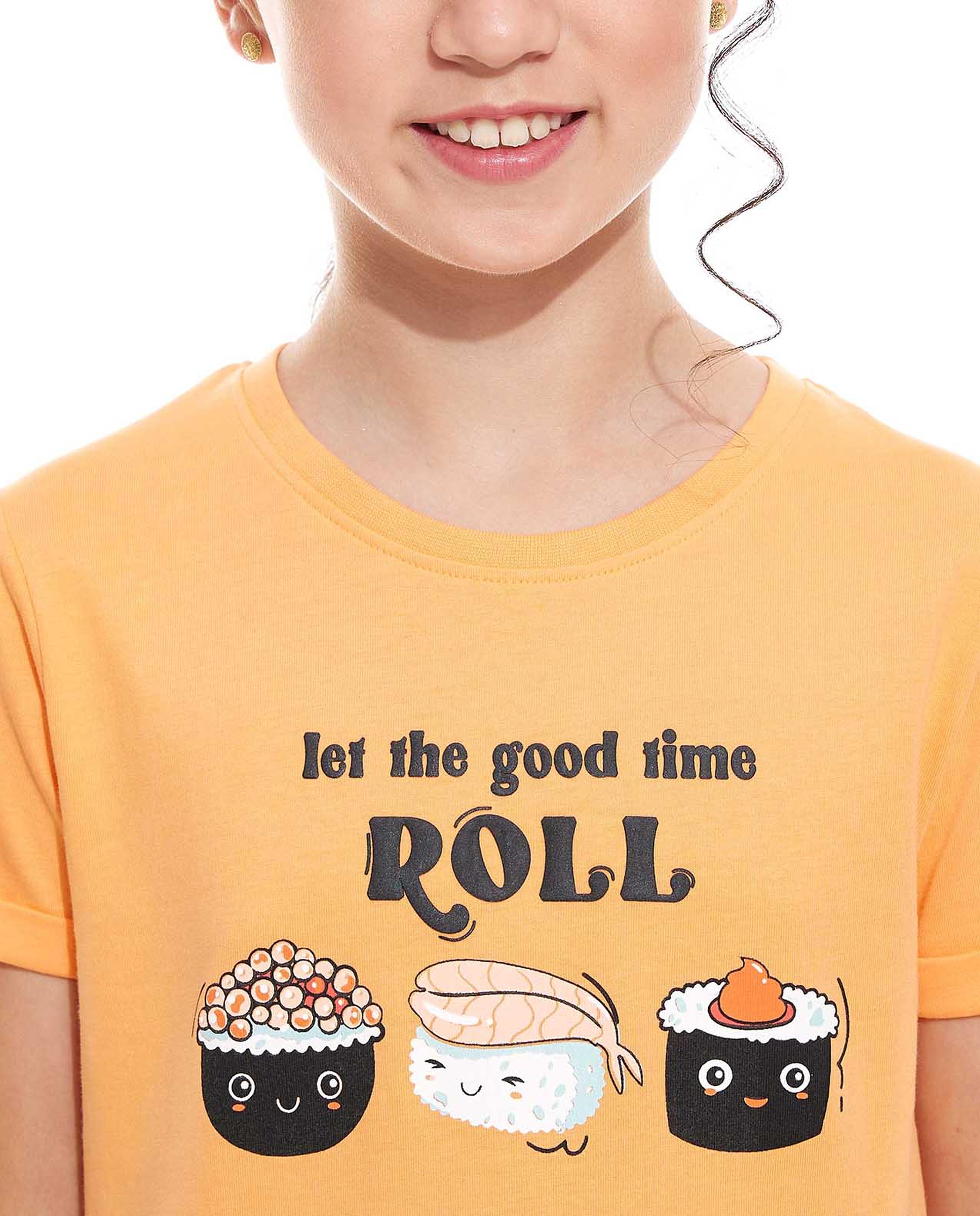 Graphic Print T-Shirt with Crew Neck and Short Sleeves