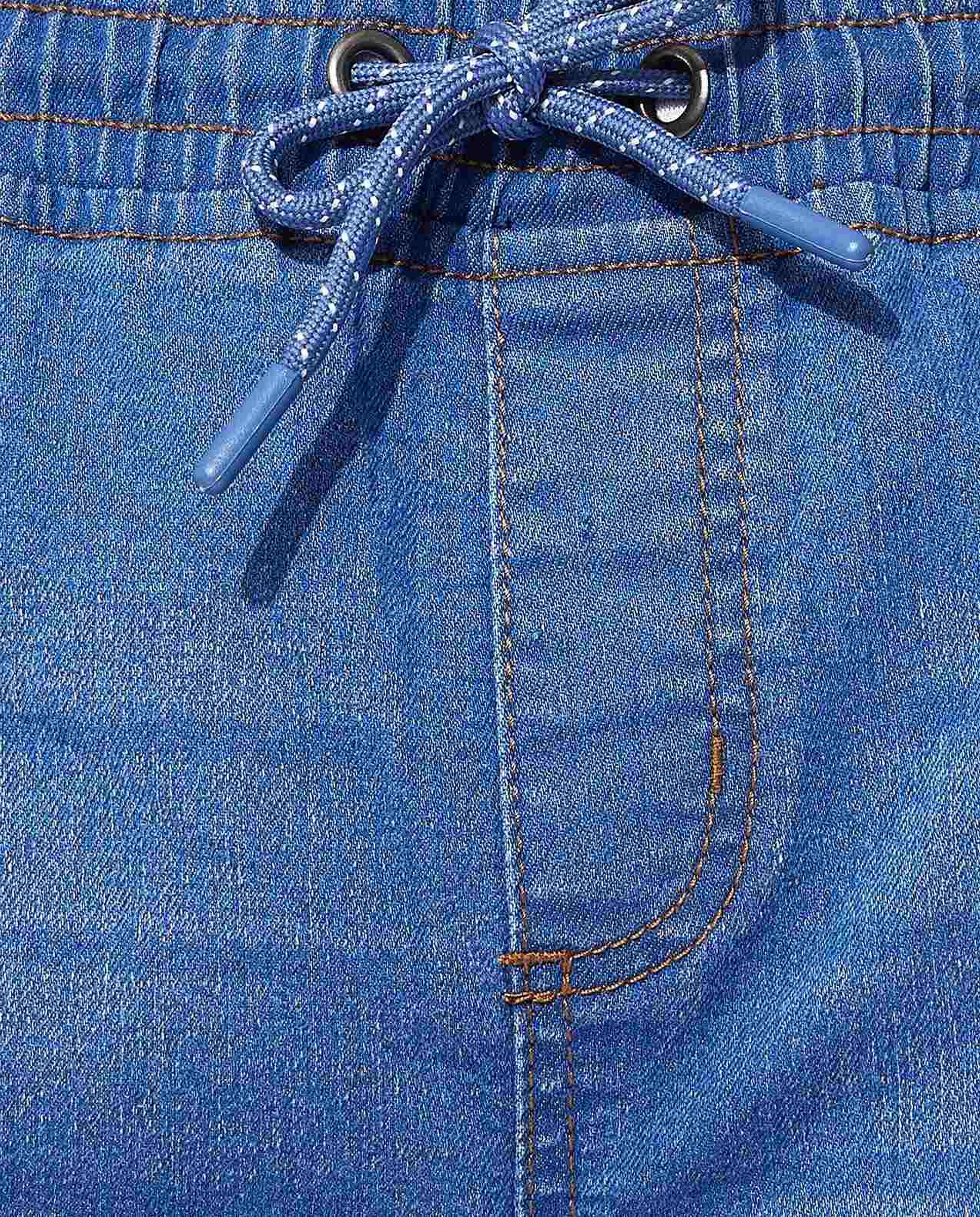 Faded Denim Shorts with Drawstring Waist