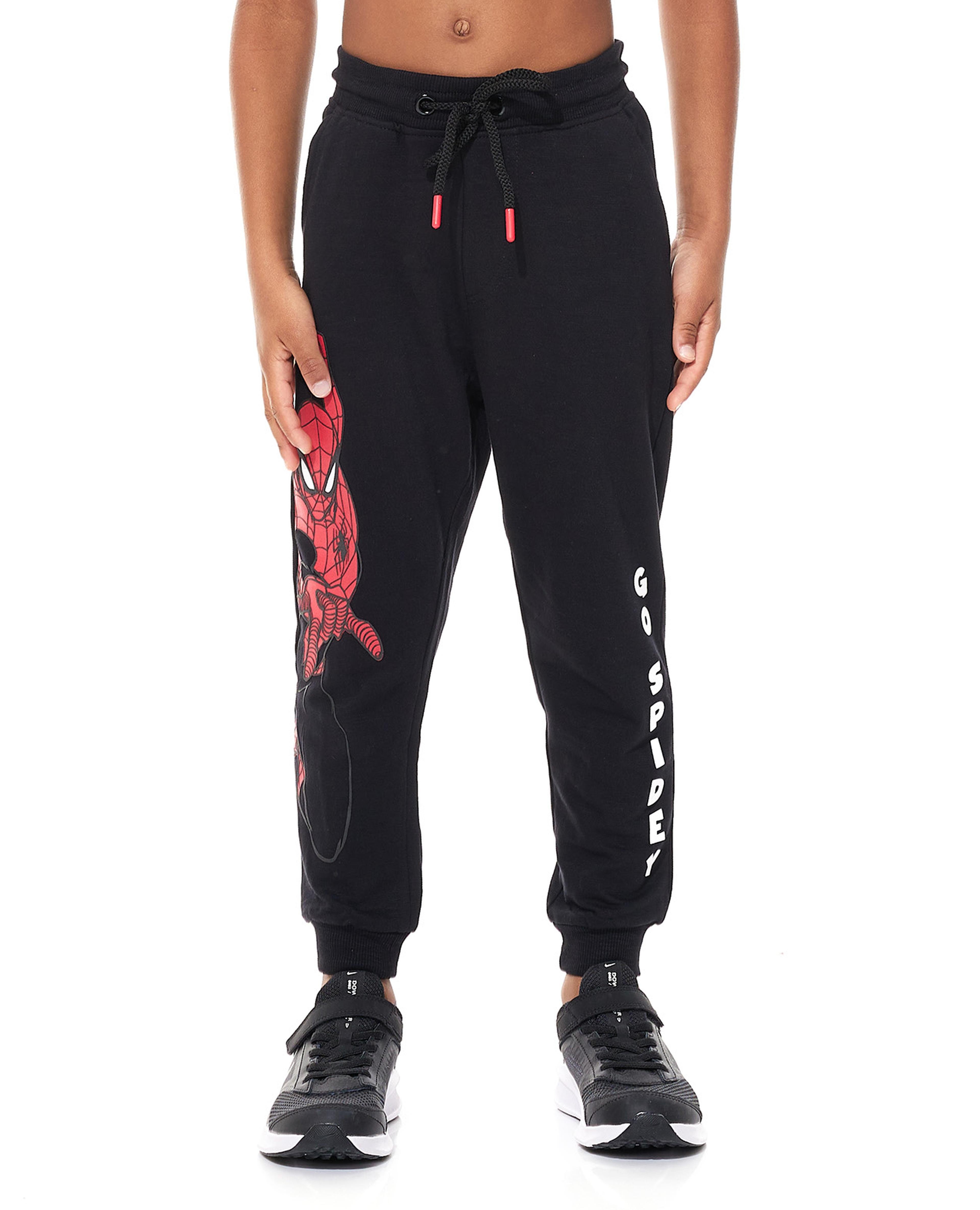 Spiderman Printed Joggers with Drawstring Waist