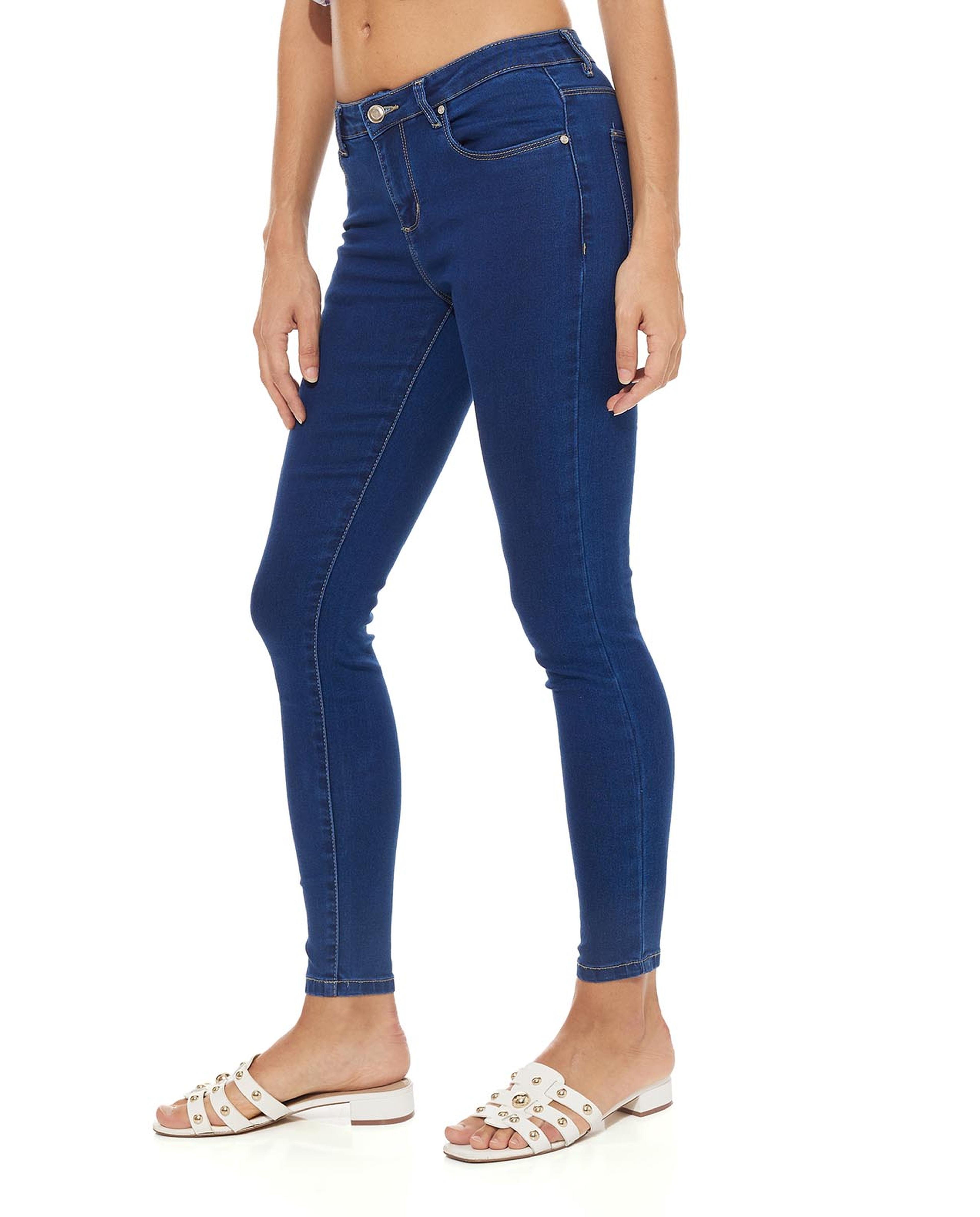 Solid Skinny Jeans with Button Closure