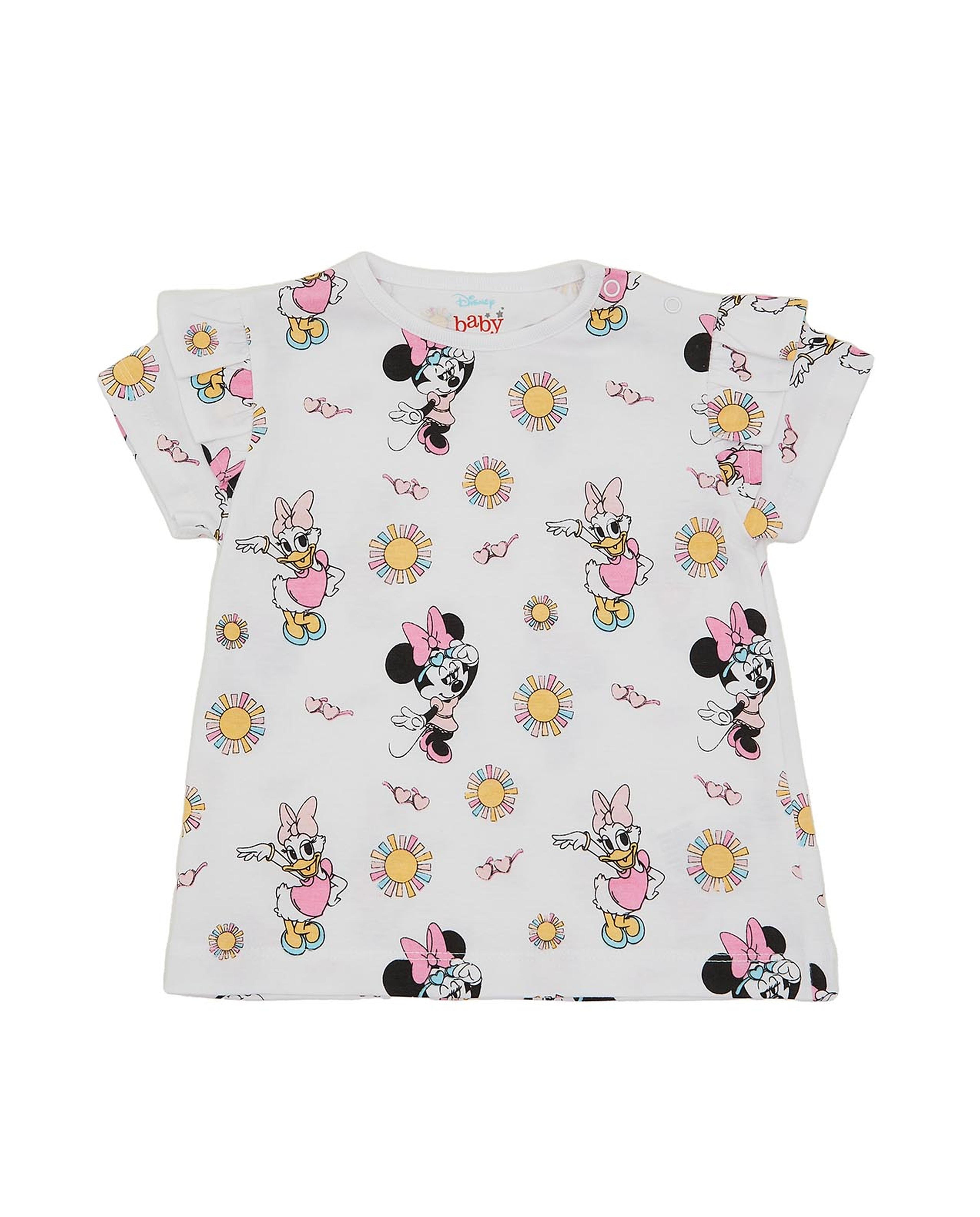 Pack of 2 Minnie Mouse Printed Tops with Short Sleeves