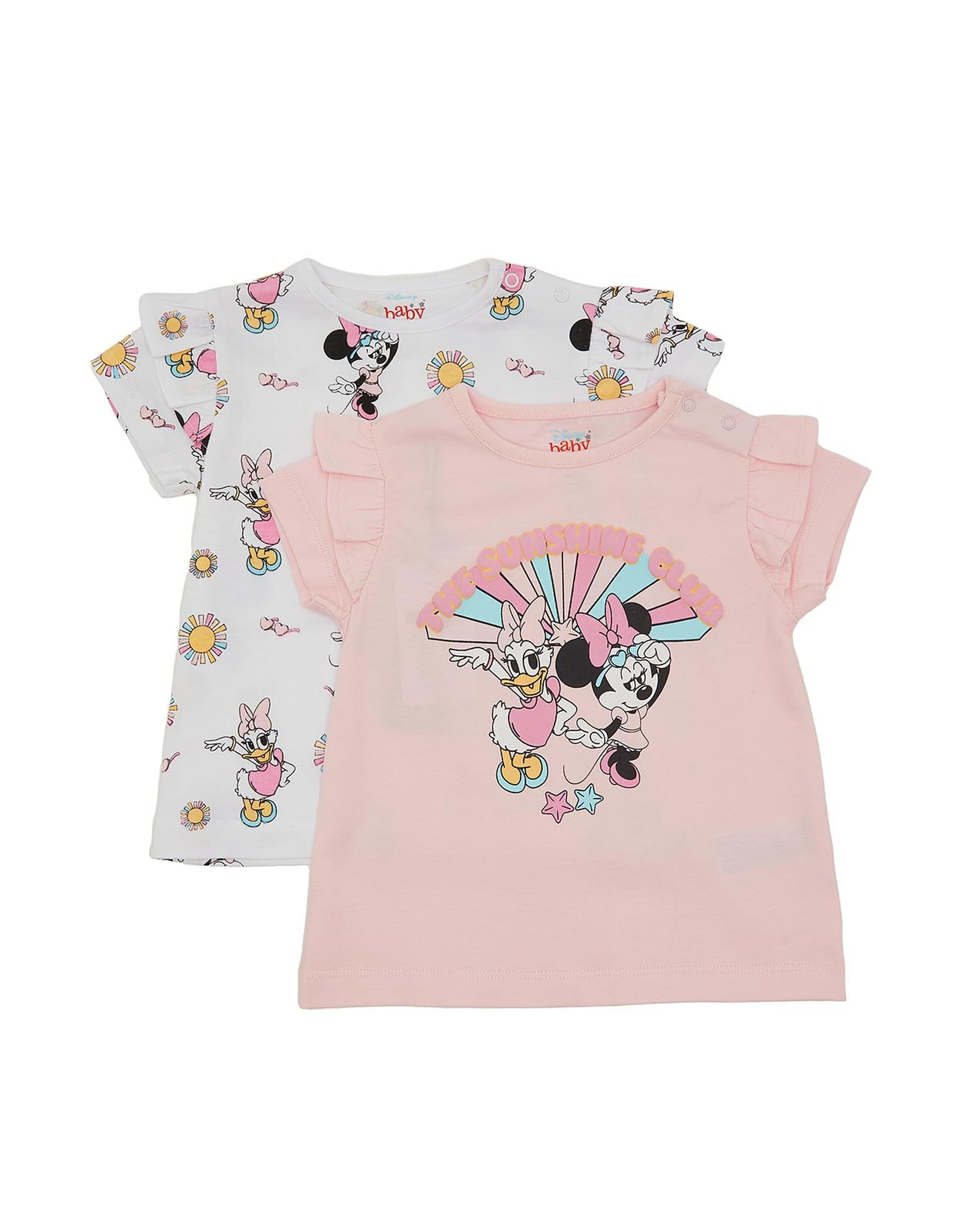 Pack of 2 Minnie Mouse Printed Tops with Short Sleeves