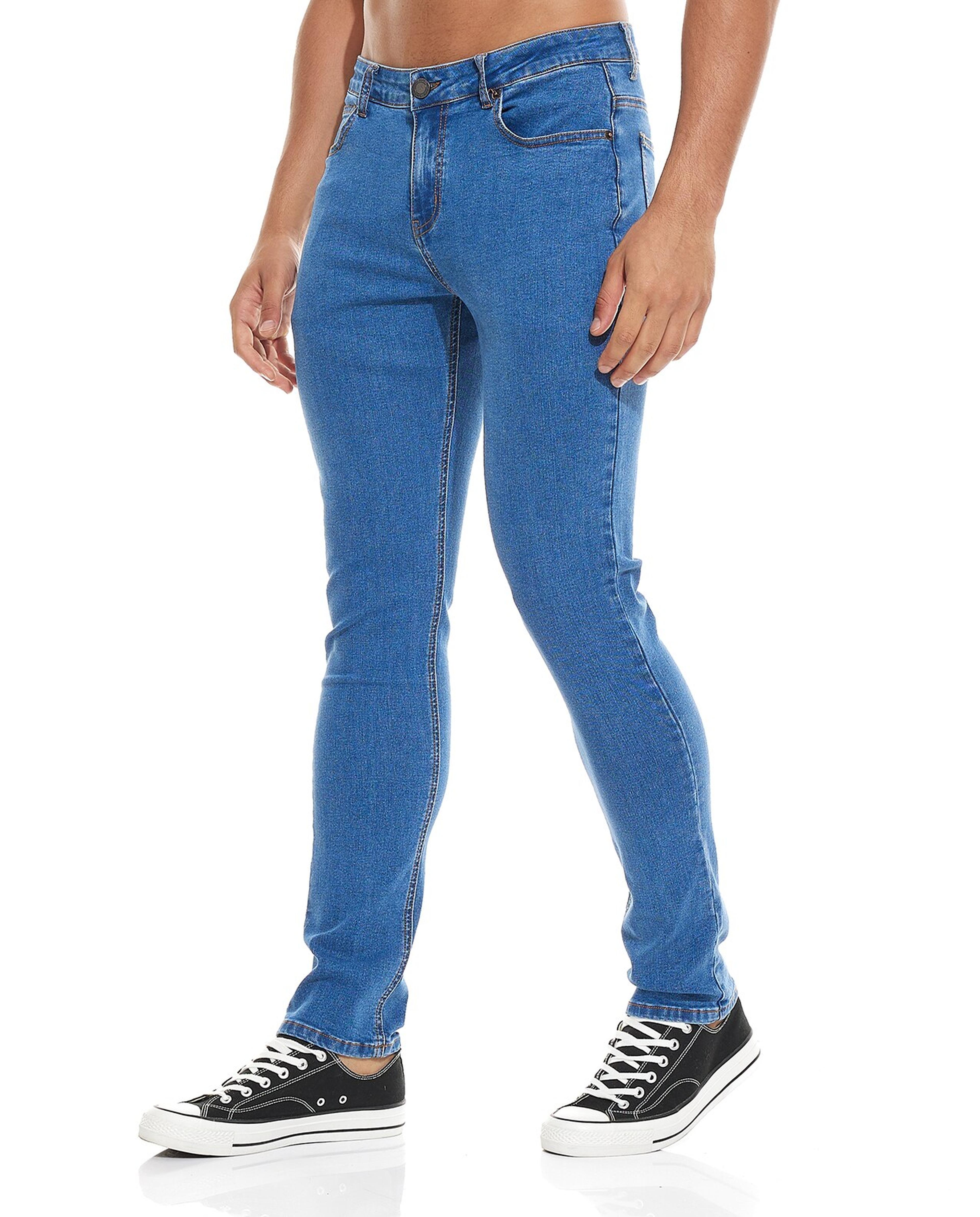 Faded Skinny Jeans with Button Closure