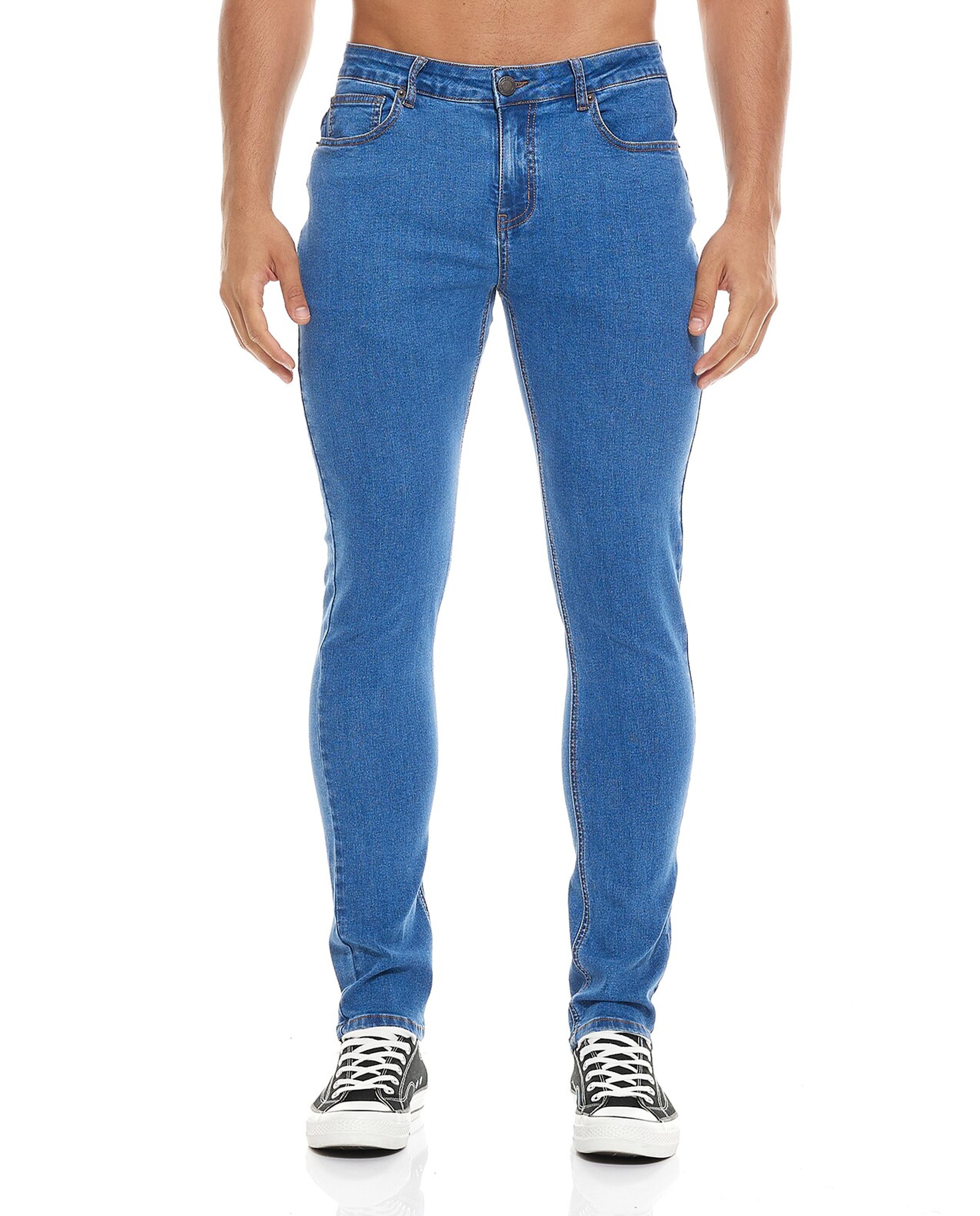 Faded Skinny Jeans with Button Closure