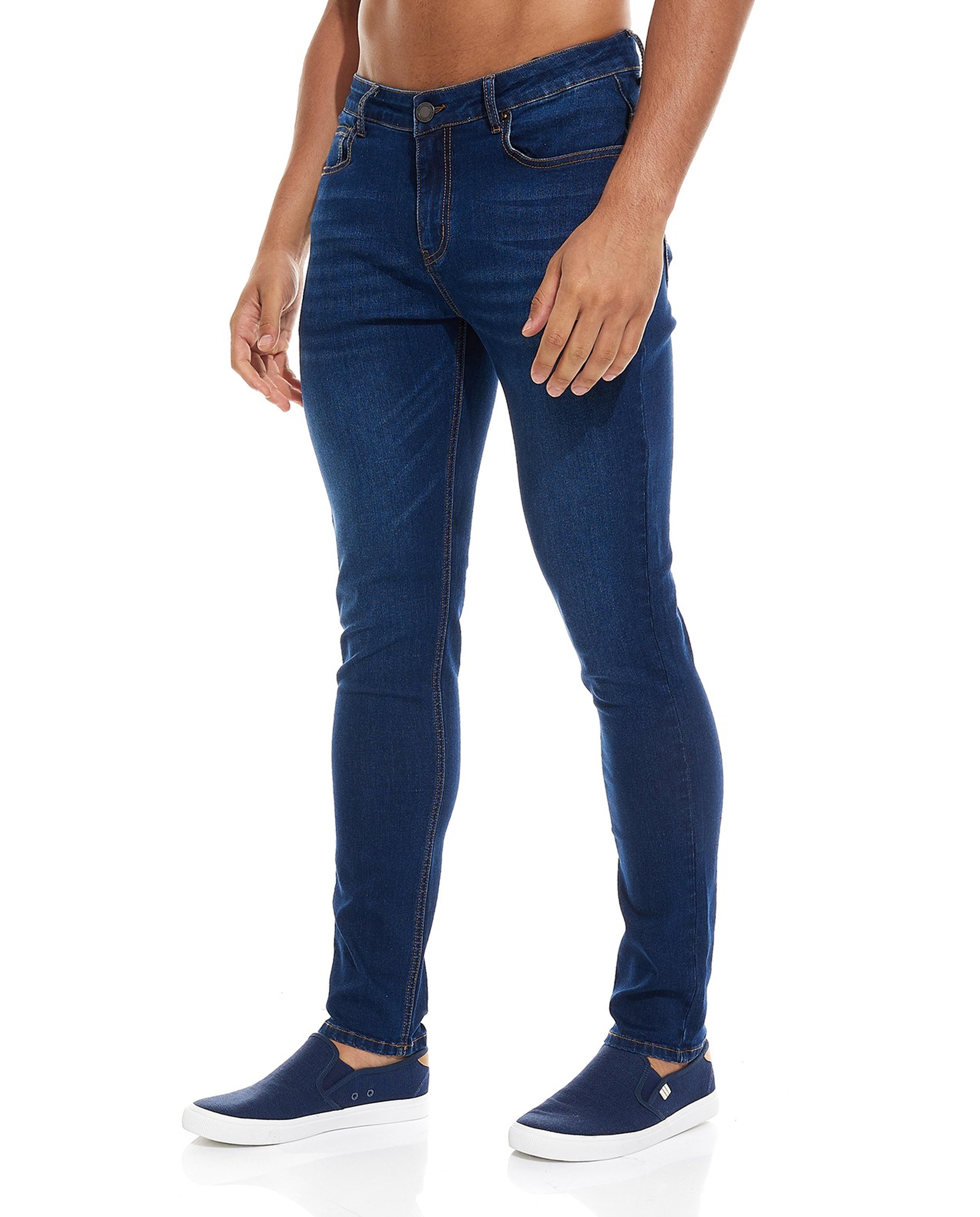 Faded Skinny Jeans with Button Closure