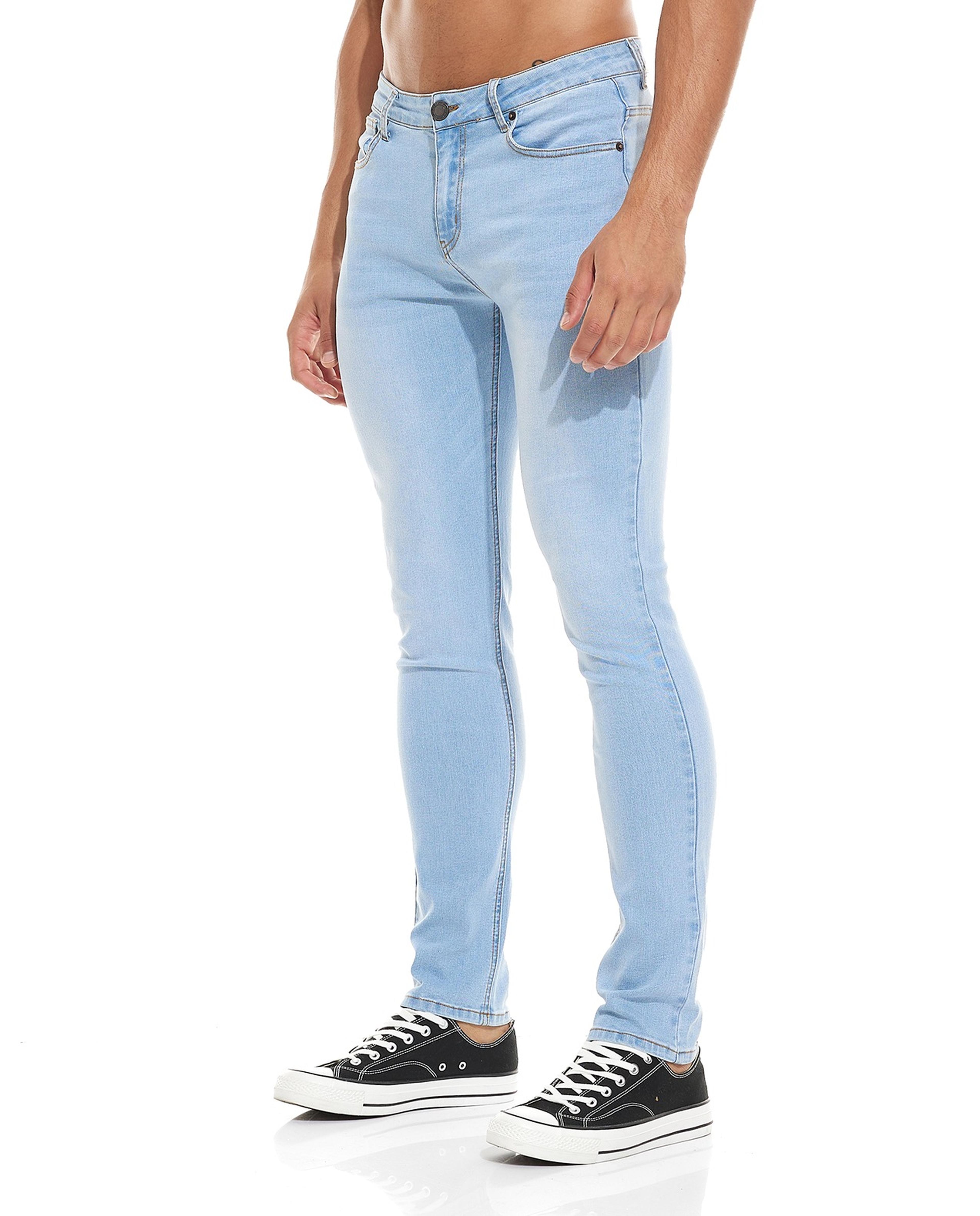 Faded Skinny Jeans with Button Closure