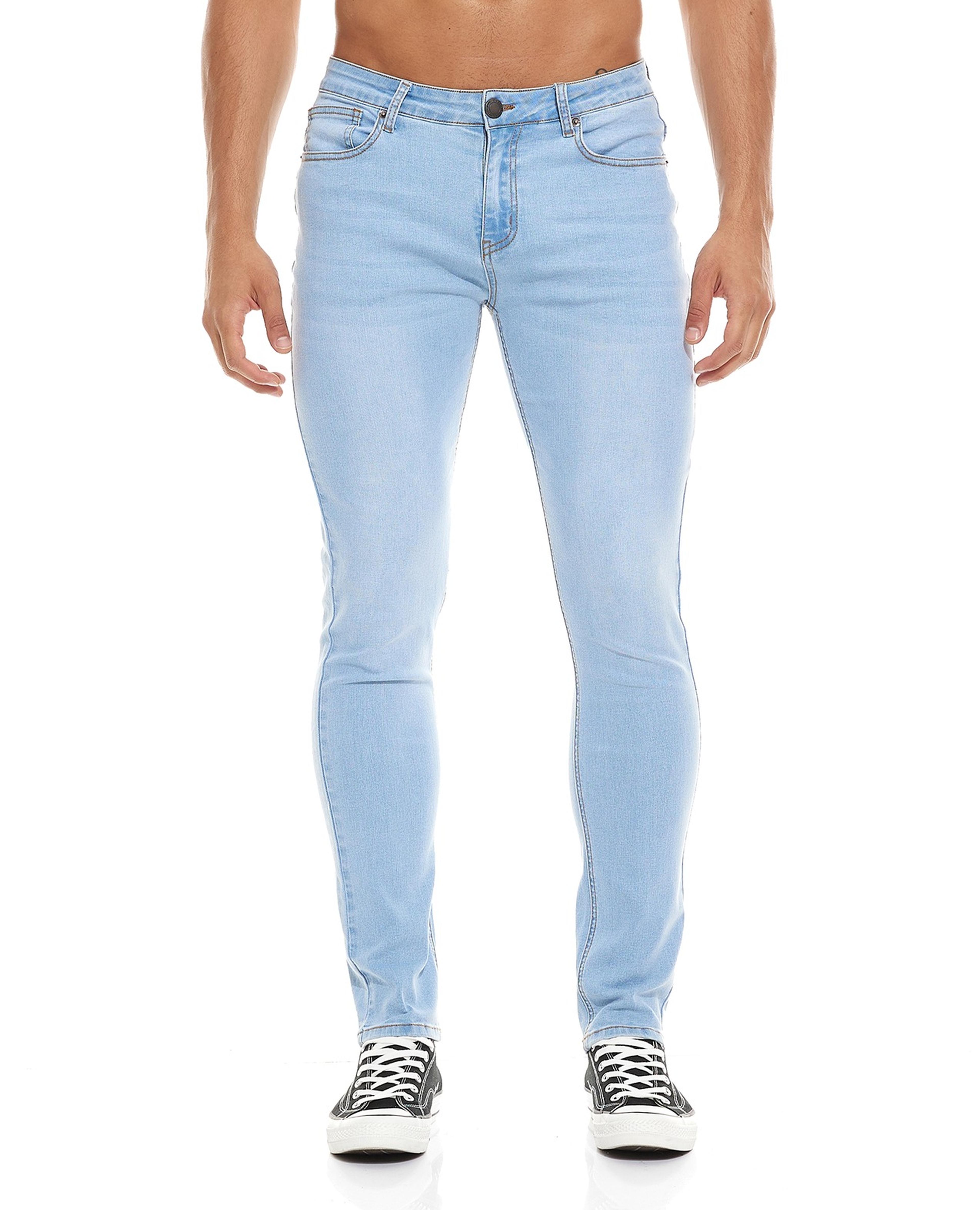 Faded Skinny Jeans with Button Closure