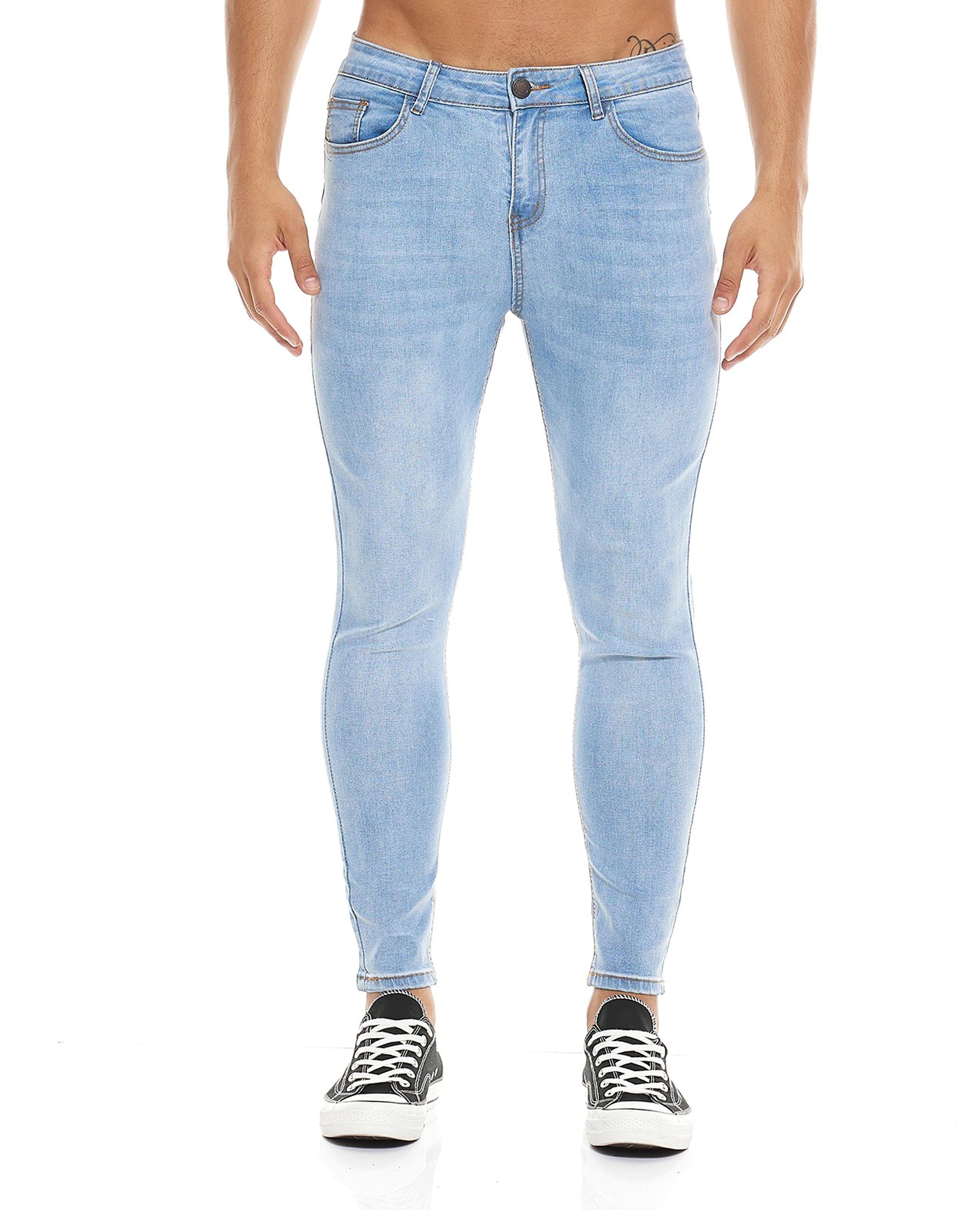 Faded Skinny Jeans with Button Closure
