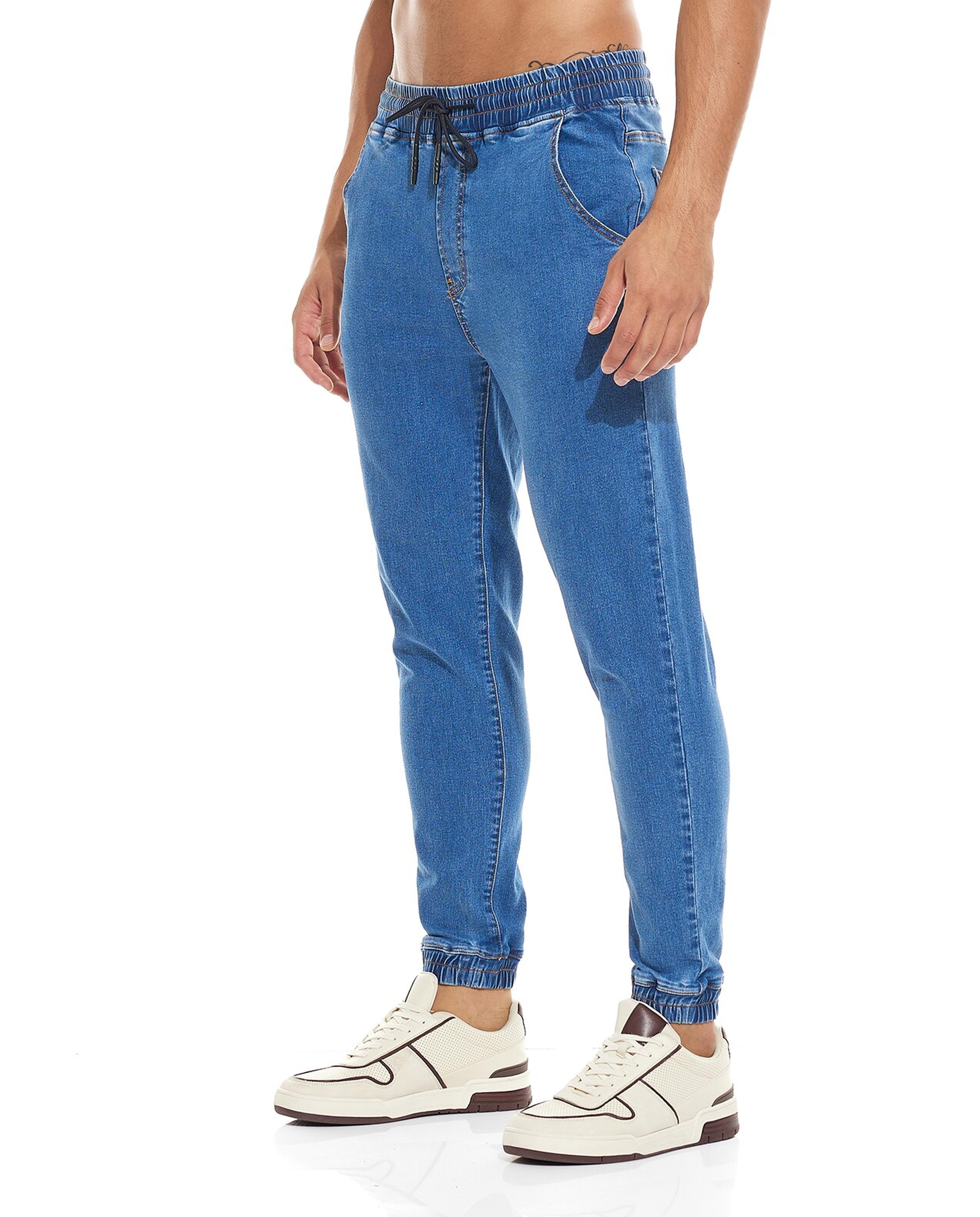 Faded Jogger Jeans with Drawstring Waist