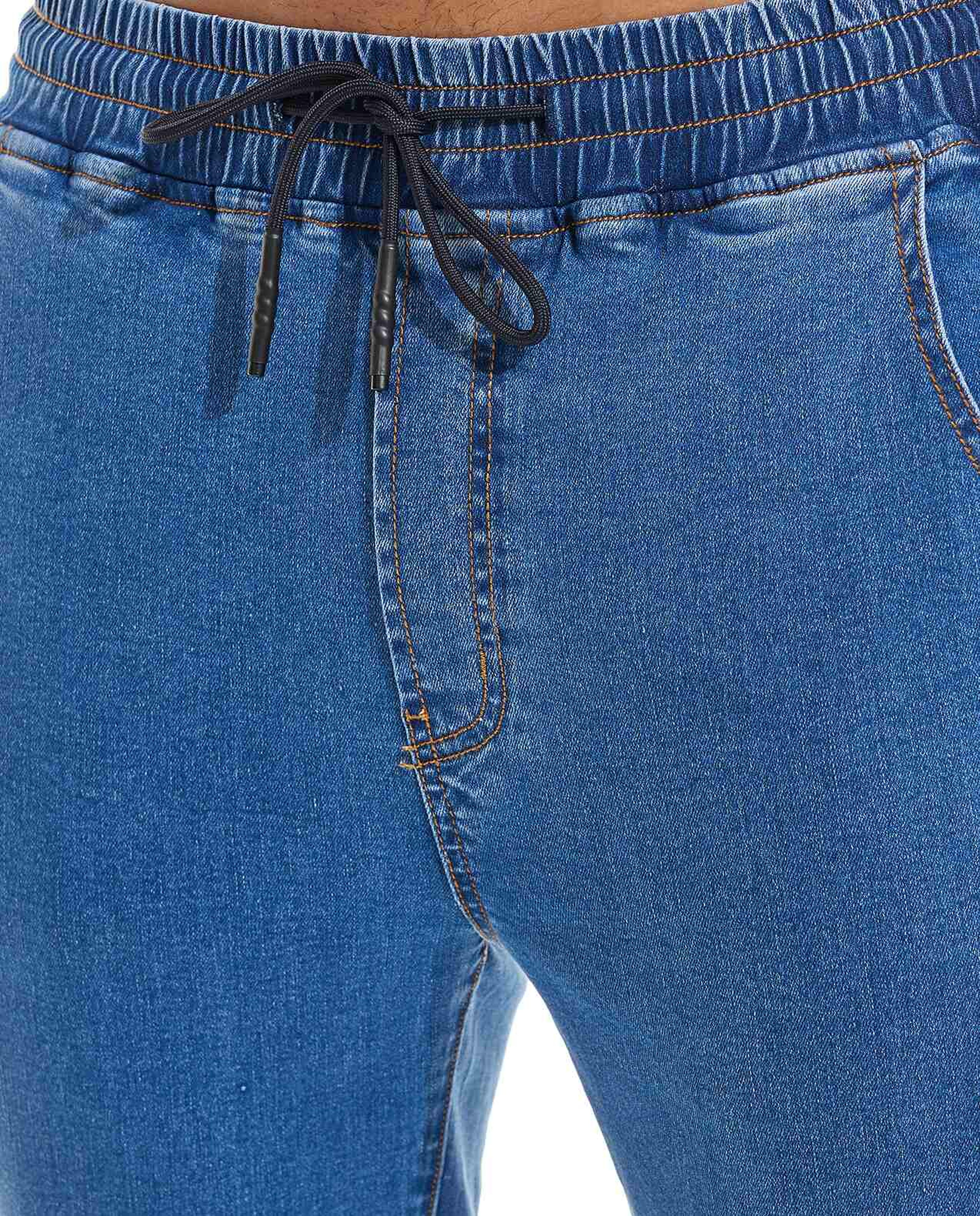 Faded Jogger Jeans with Drawstring Waist