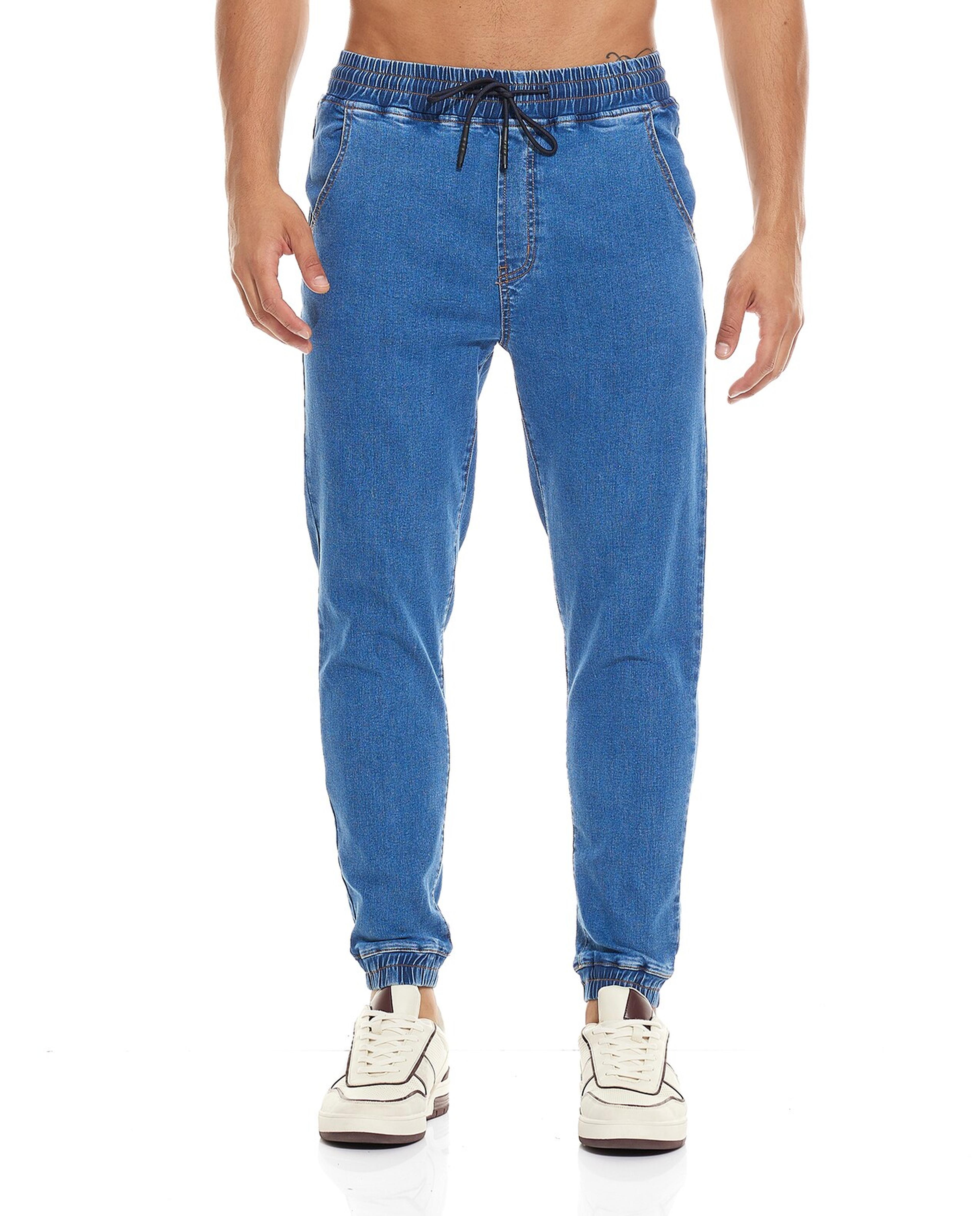 Faded Jogger Jeans with Drawstring Waist