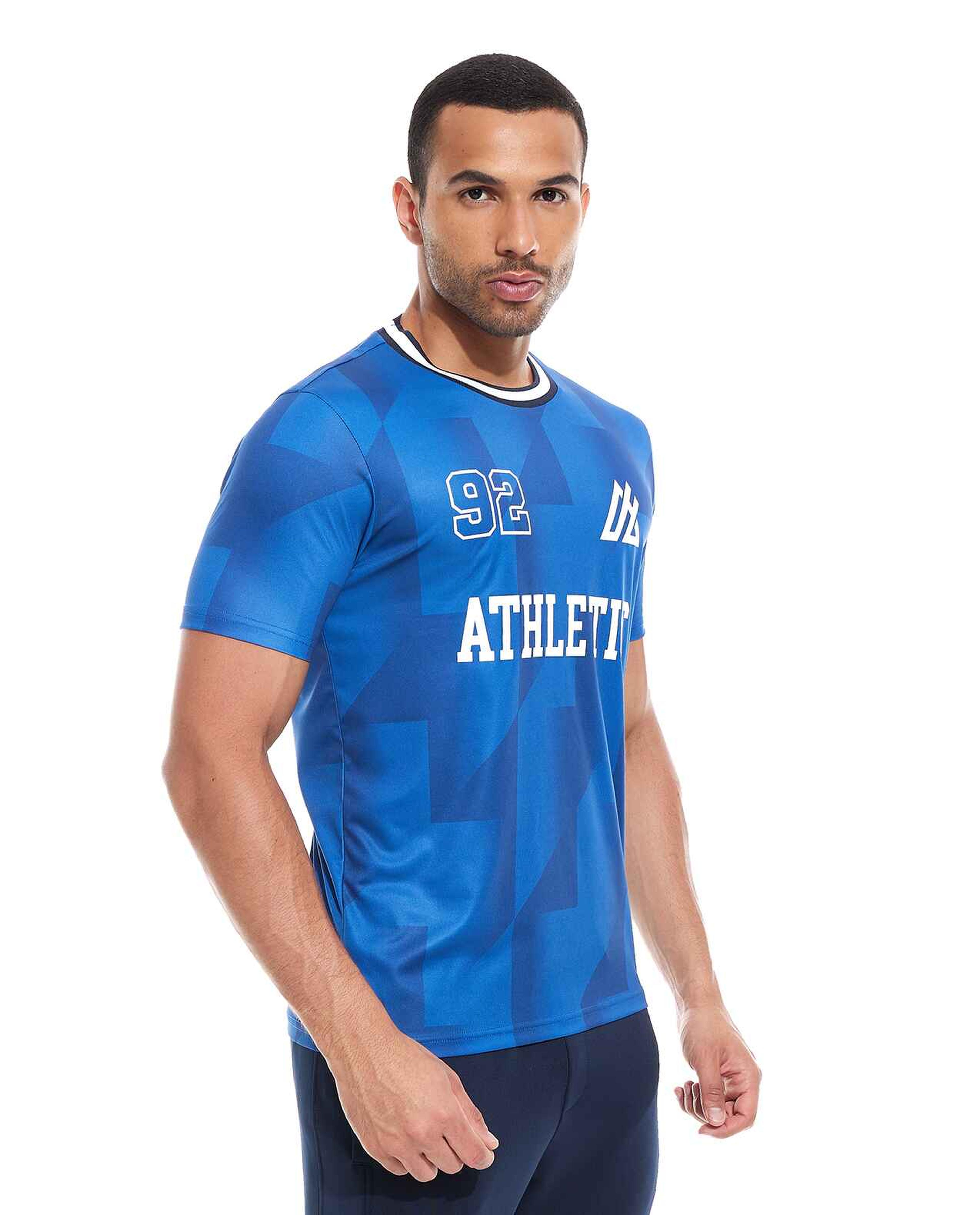 Printed Active T-Shirt with Crew Neck and Short Sleeves