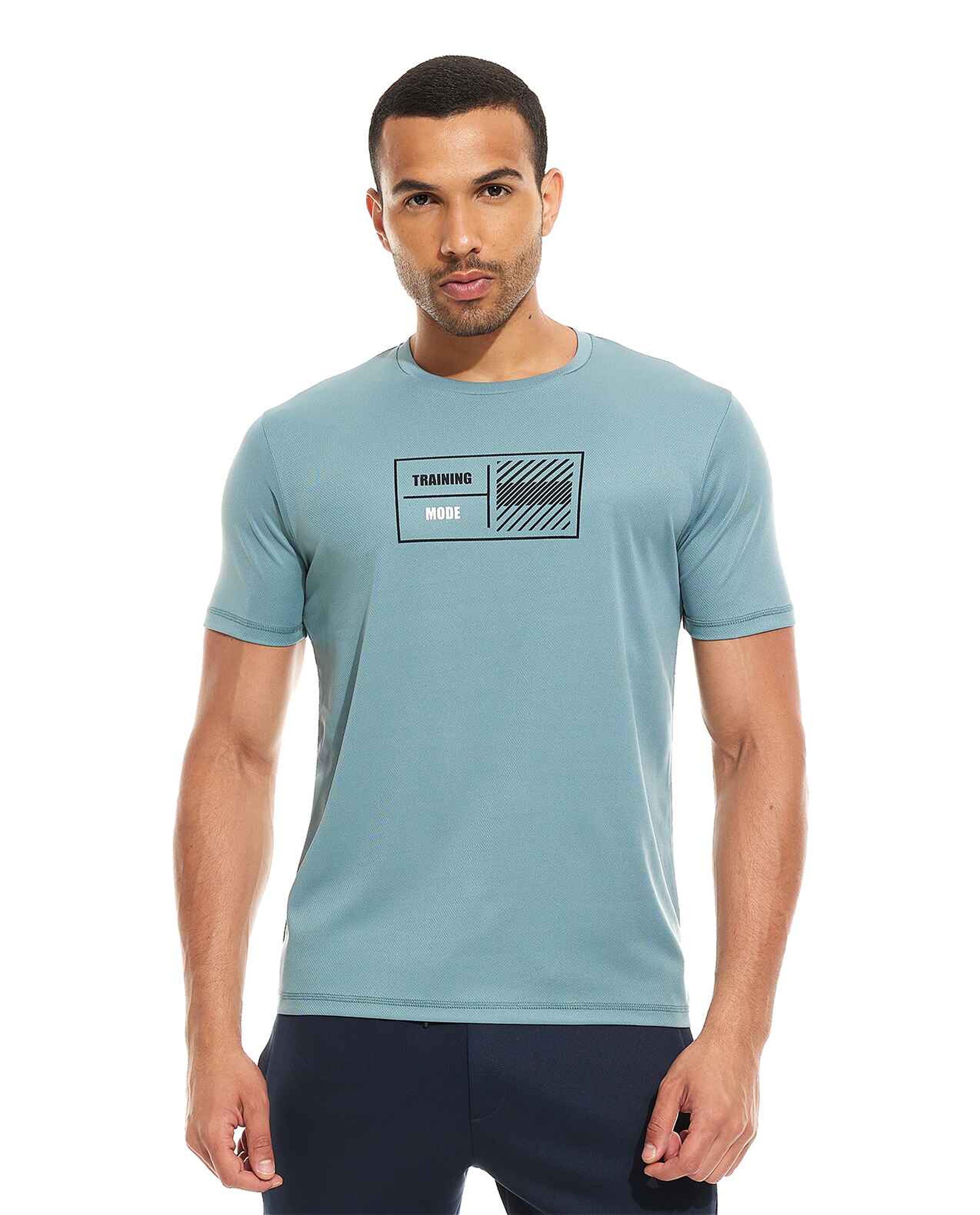 Printed Active T-Shirt with Crew Neck and Short Sleeves