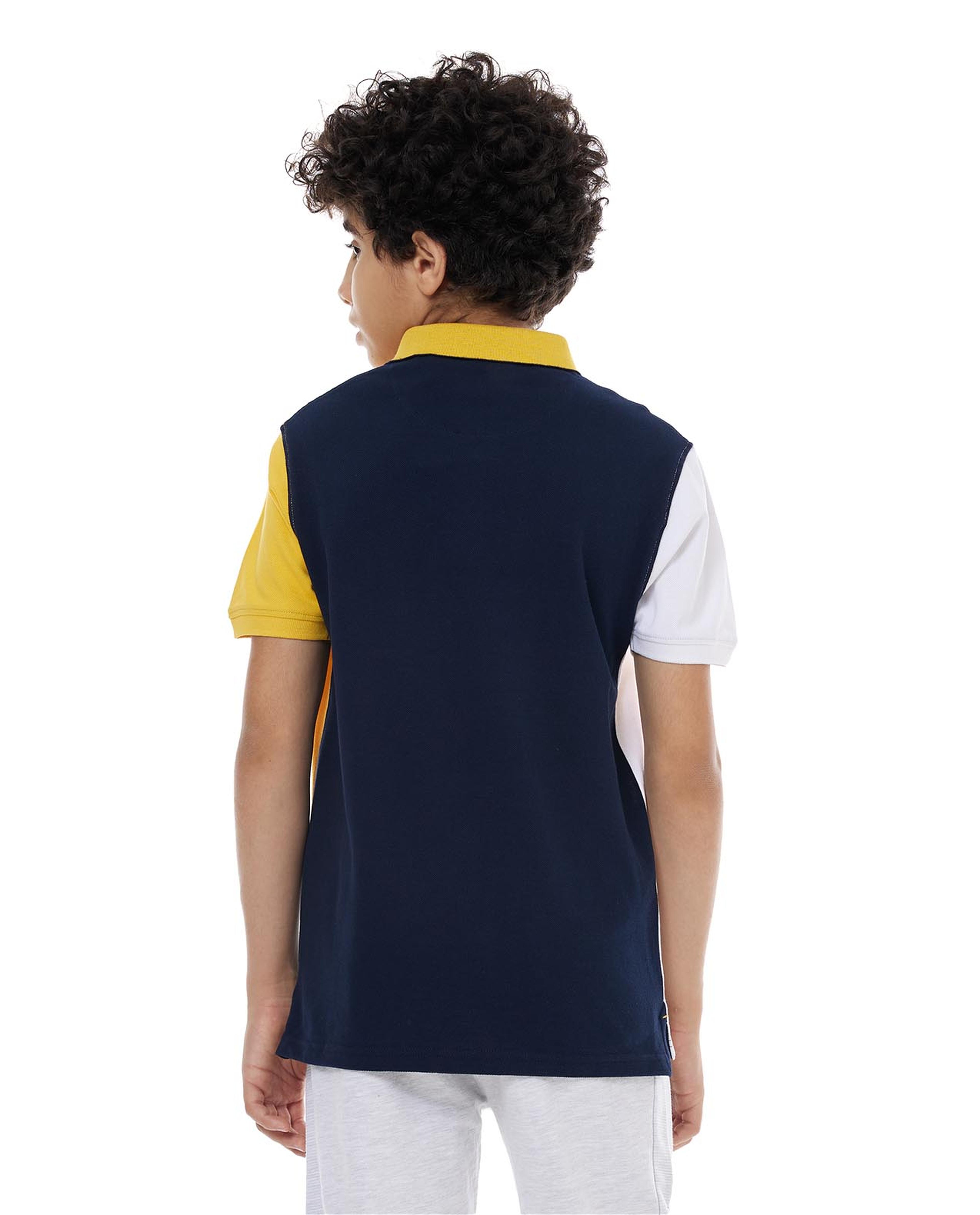 Color Block Polo T-Shirt with Short Sleeves