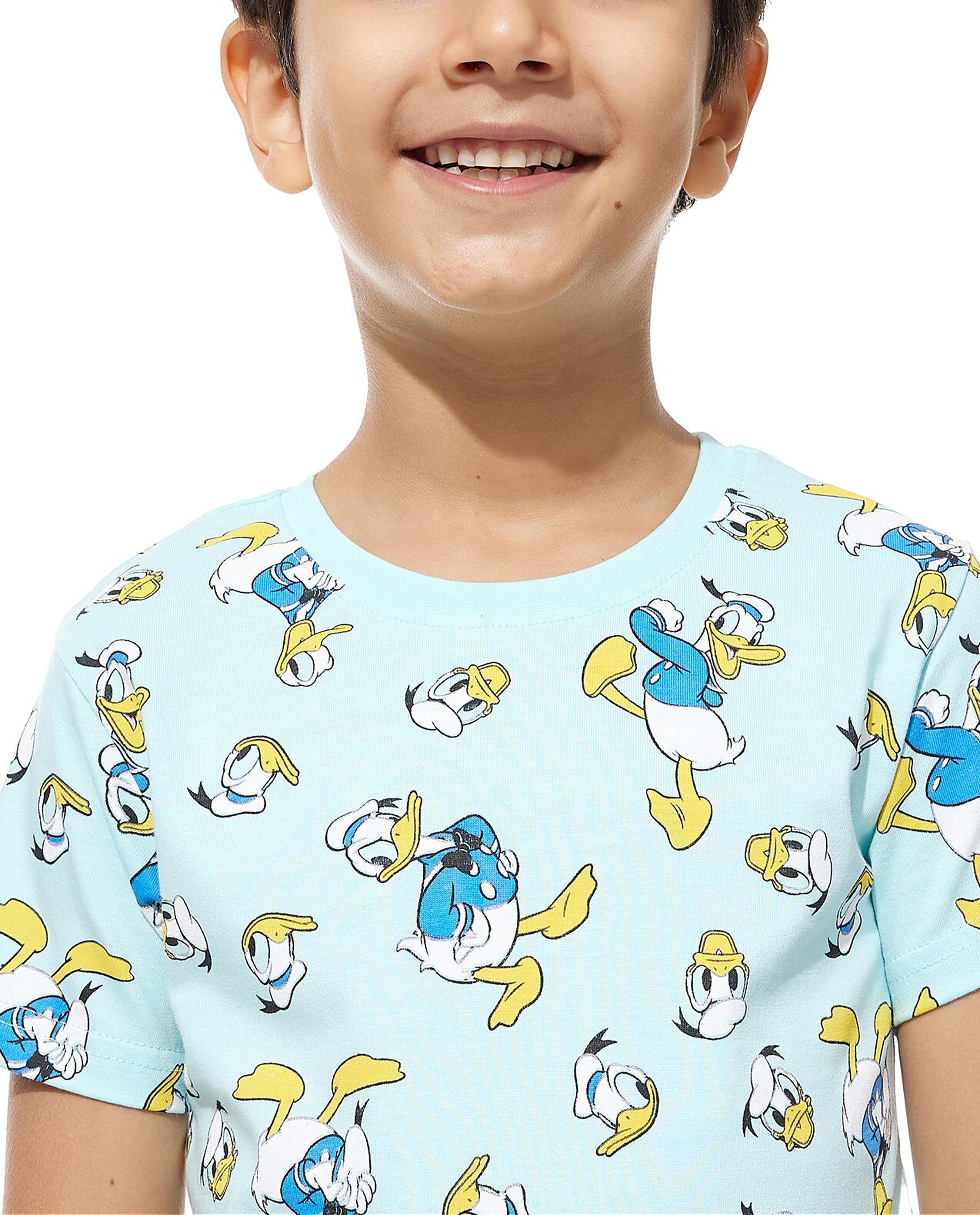 Pack of 2 Donald Duck Print T-Shirts with Short Sleeves
