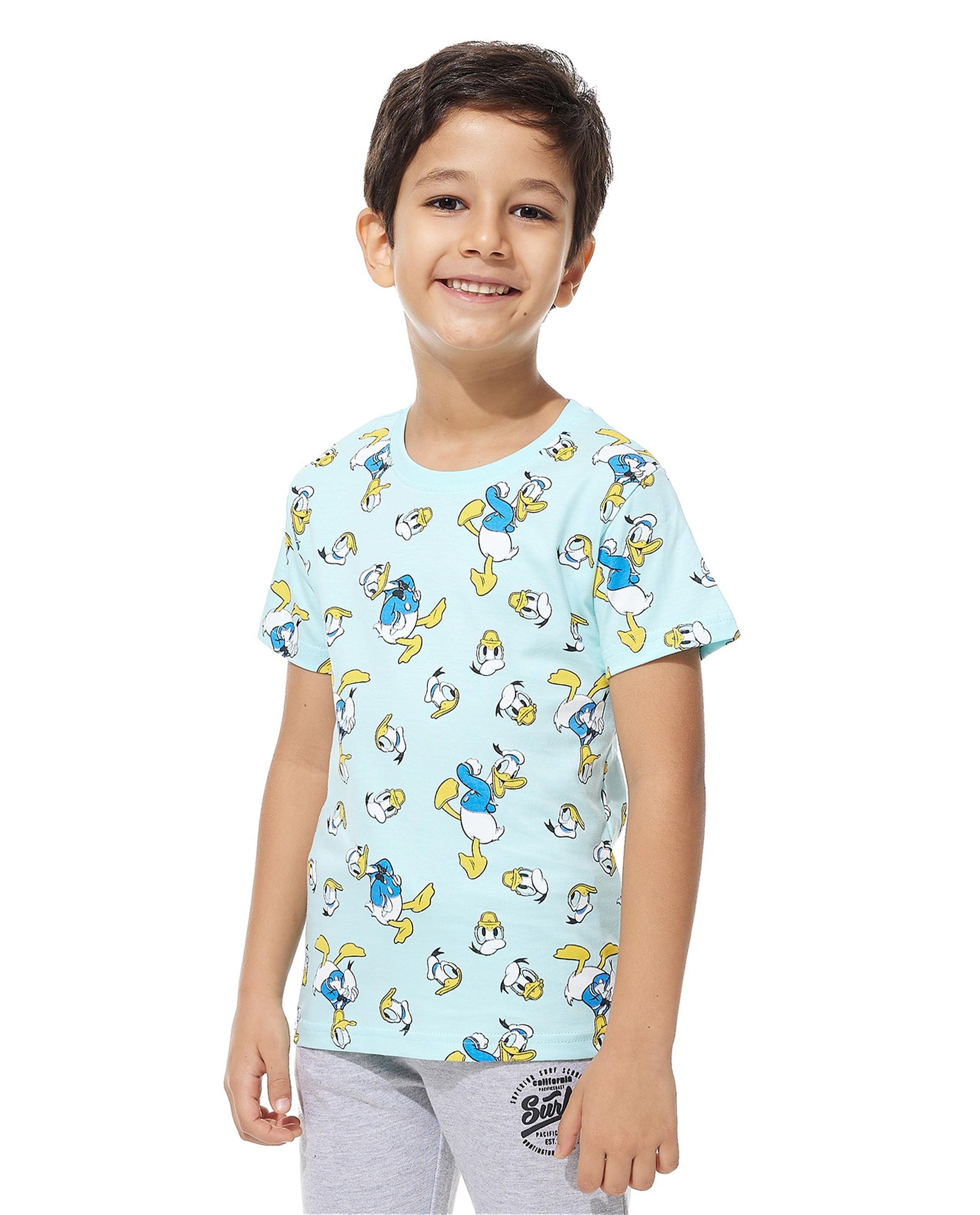 Pack of 2 Donald Duck Print T-Shirts with Short Sleeves