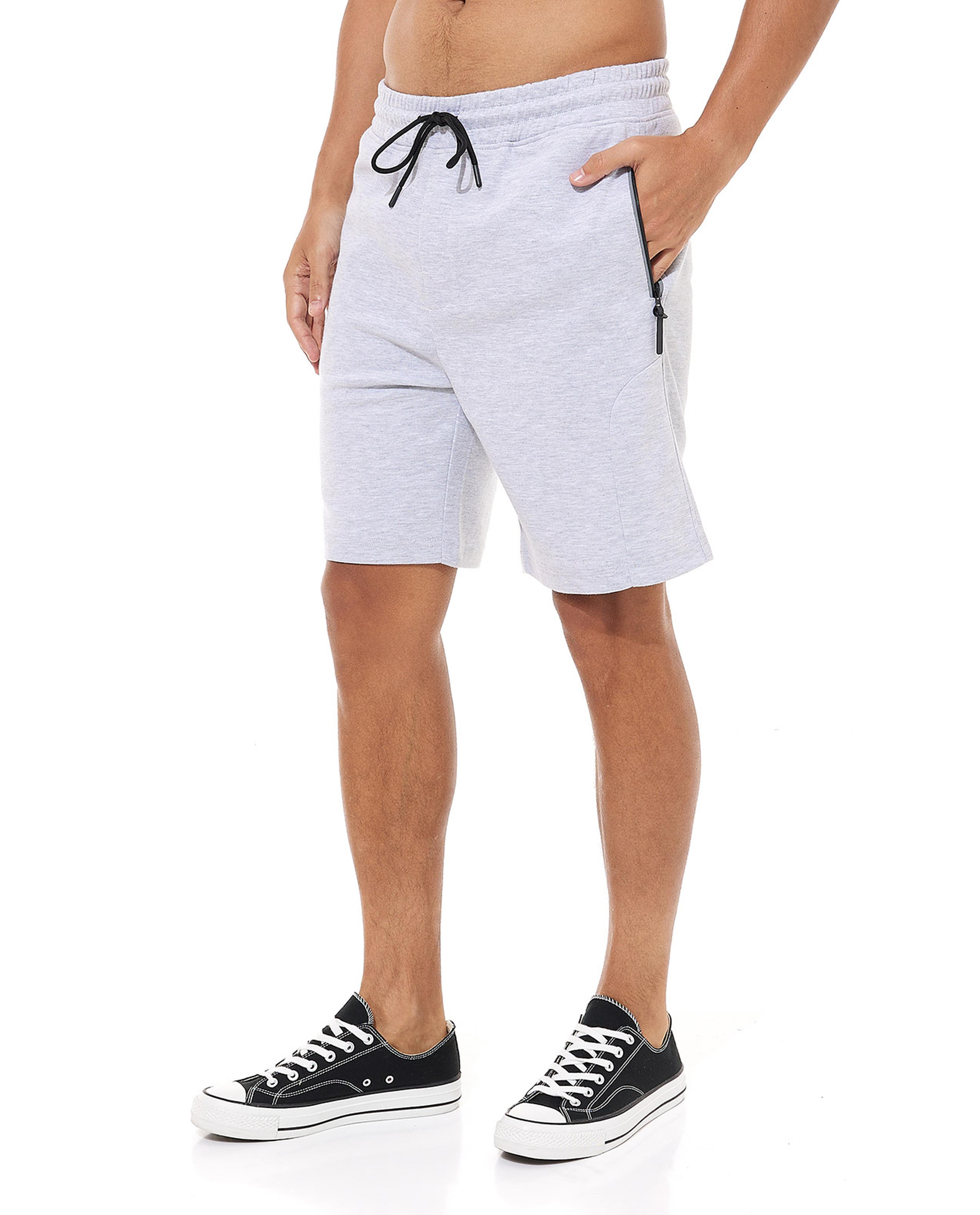 Solid Knitted Shorts with Drawstring Waist