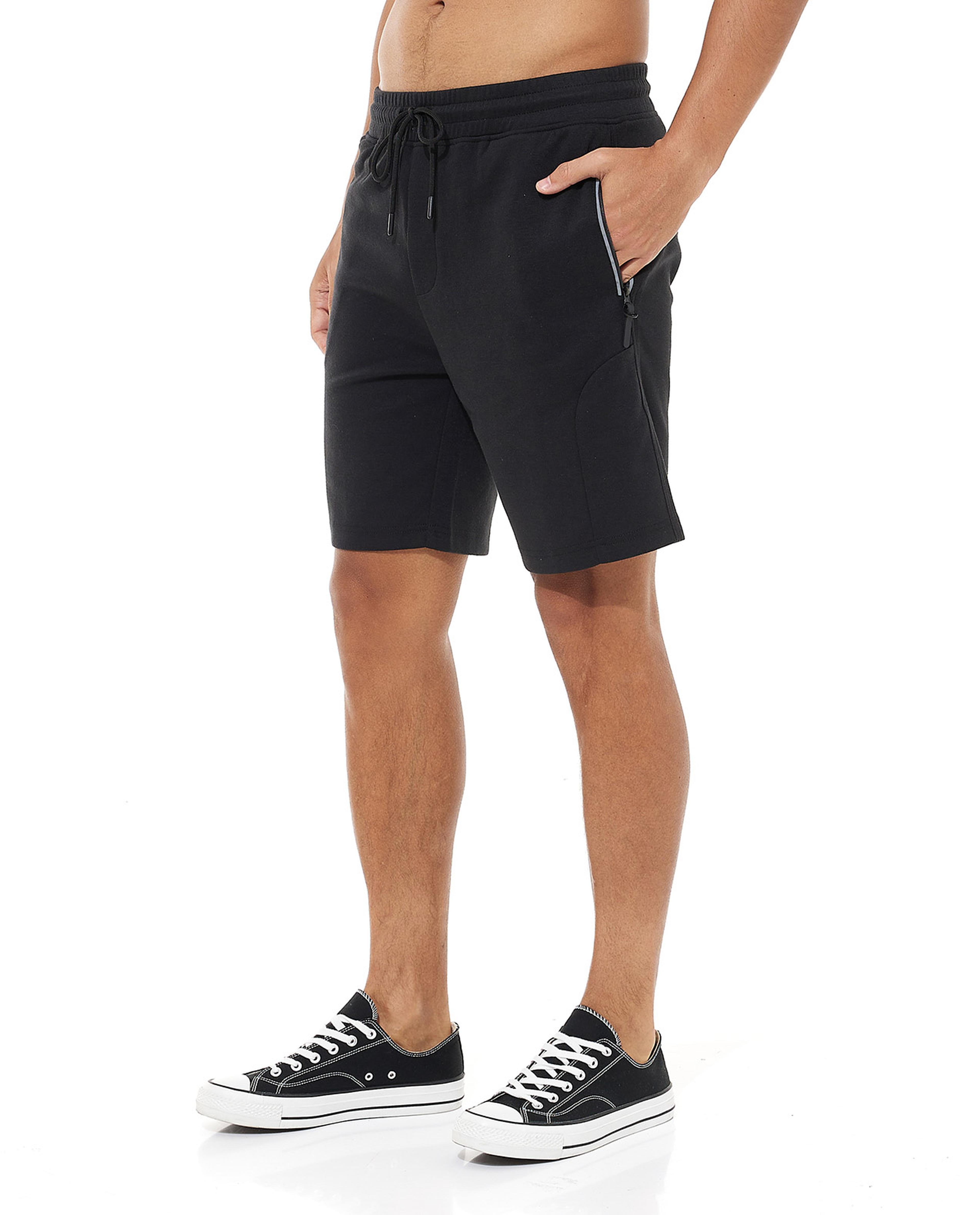 Solid Knitted Shorts with Drawstring Waist