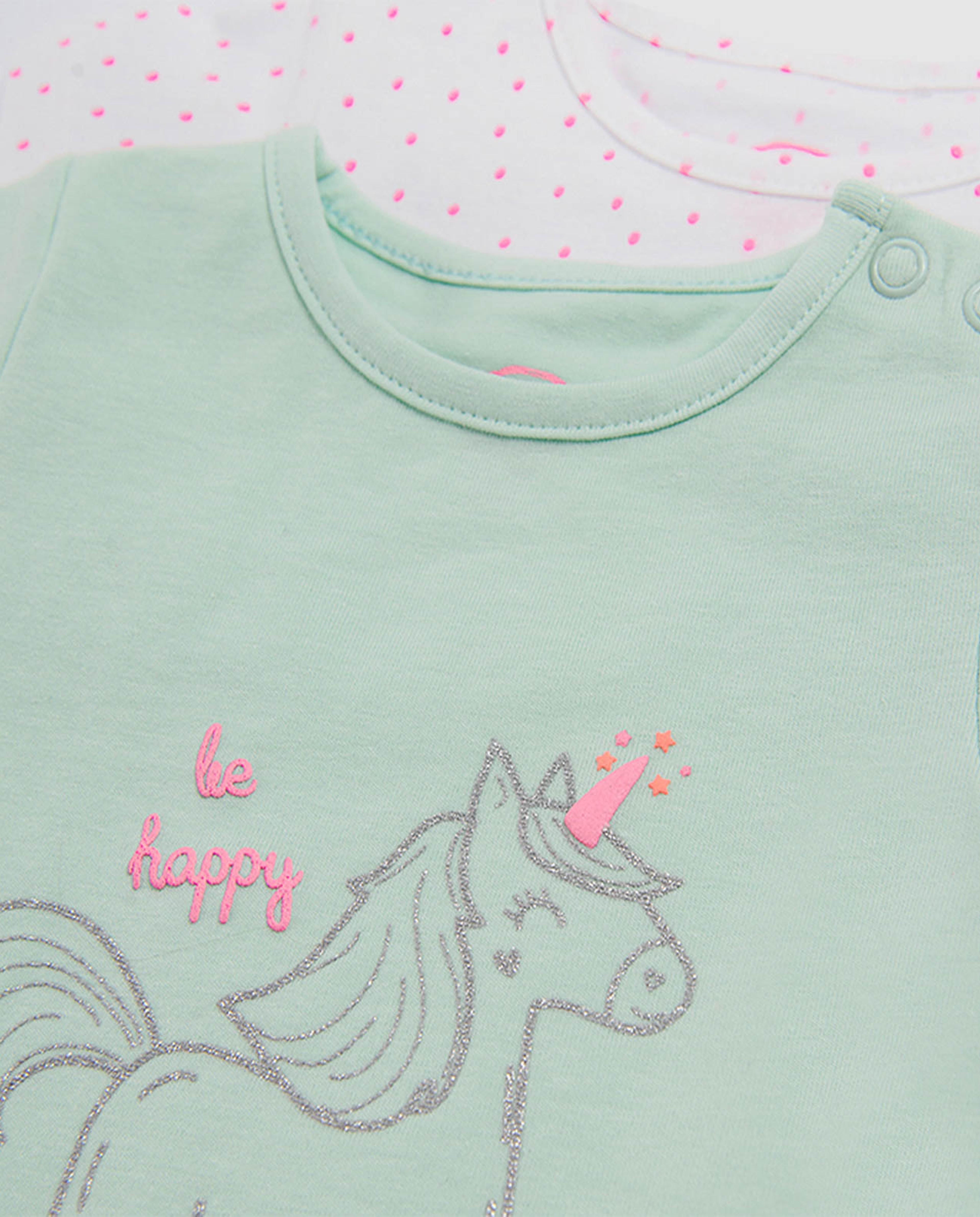 Cool Club Unicorn & All Over Printed Short Sleeve Bodysuits Set 2 Pcs  Multi
