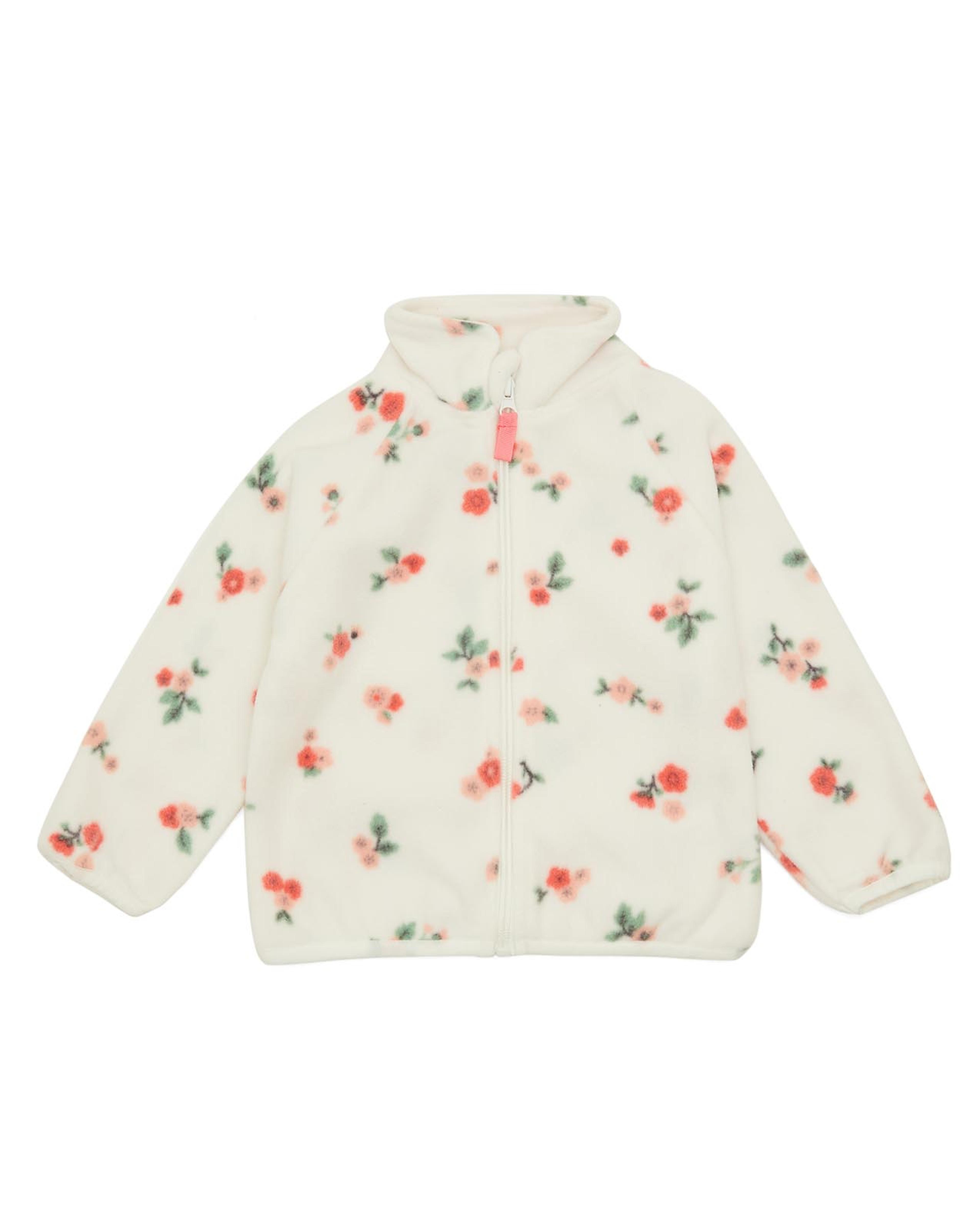 Printed Jacket with High Neck and Zippered Closure