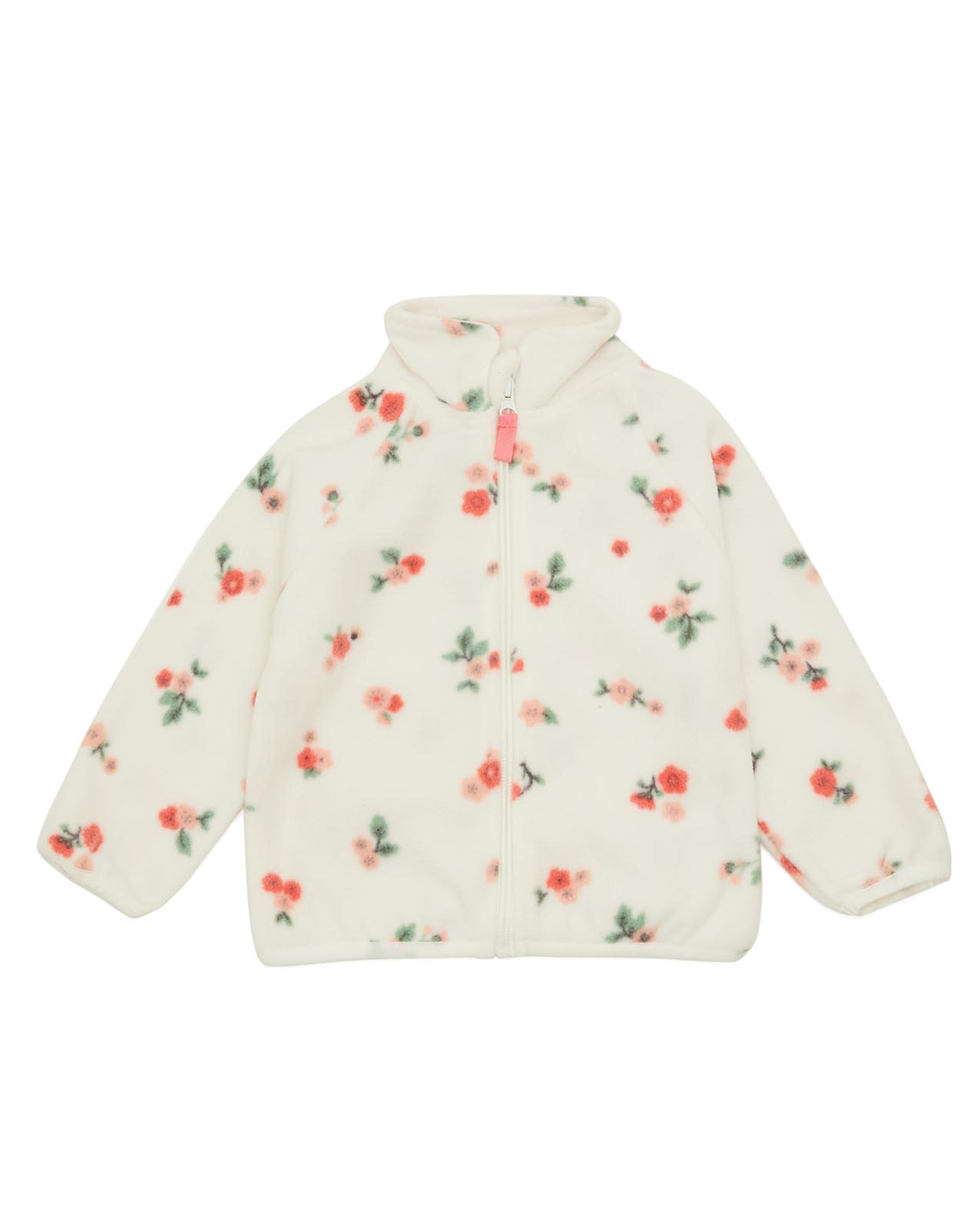 Printed Jacket with High Neck and Zippered Closure