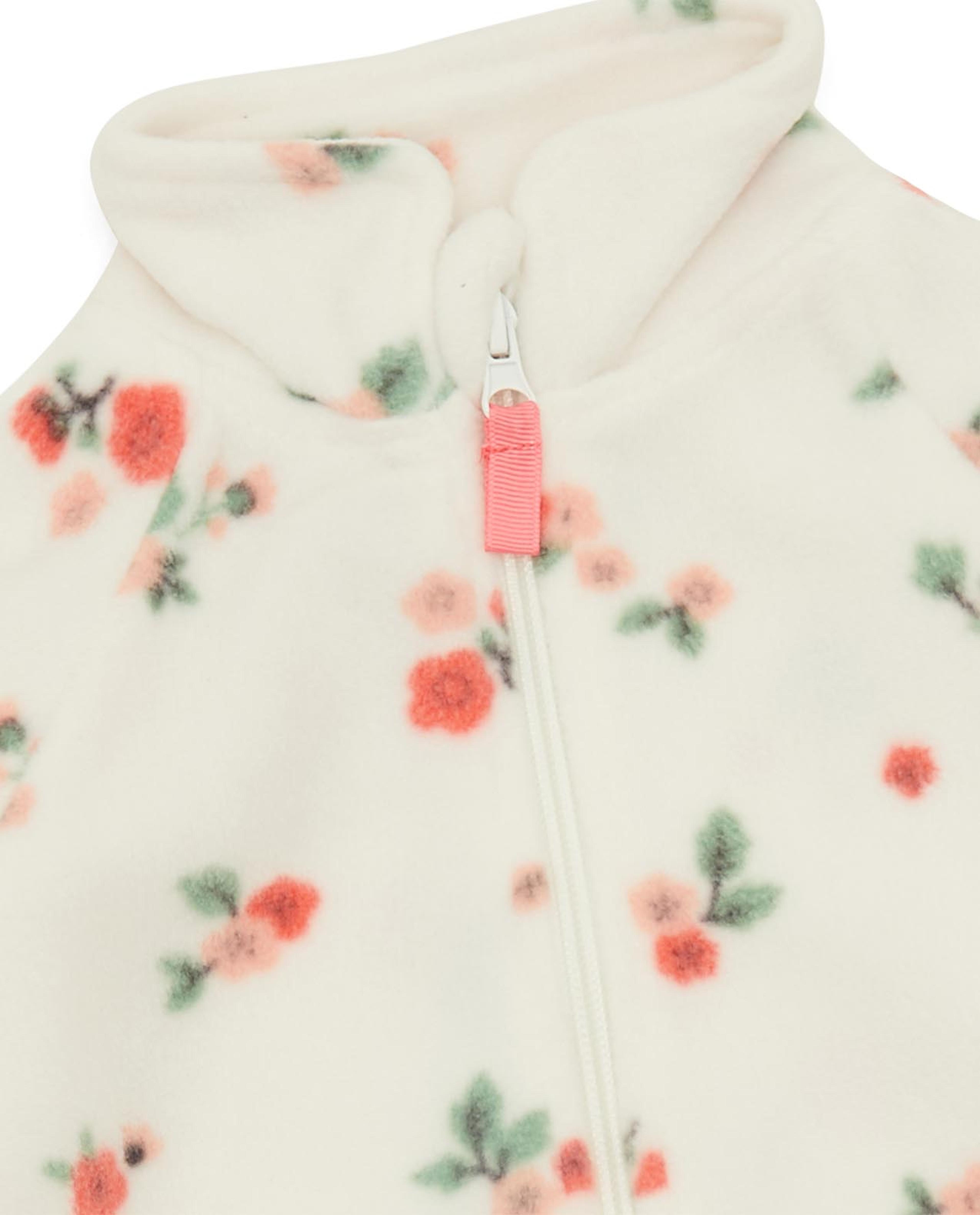Printed Jacket with High Neck and Zippered Closure