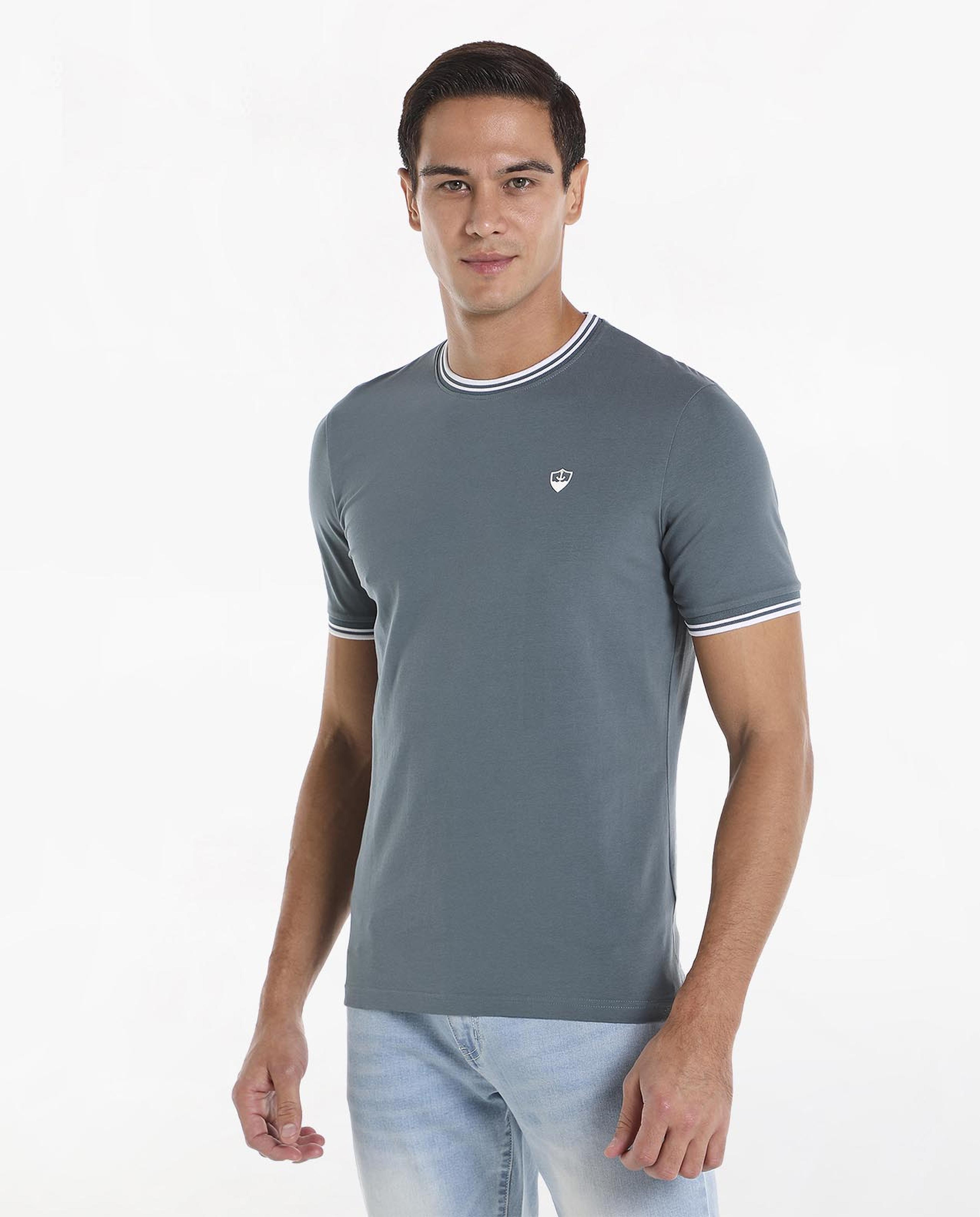 Solid T-Shirt with Crew Neck and Short Sleeves