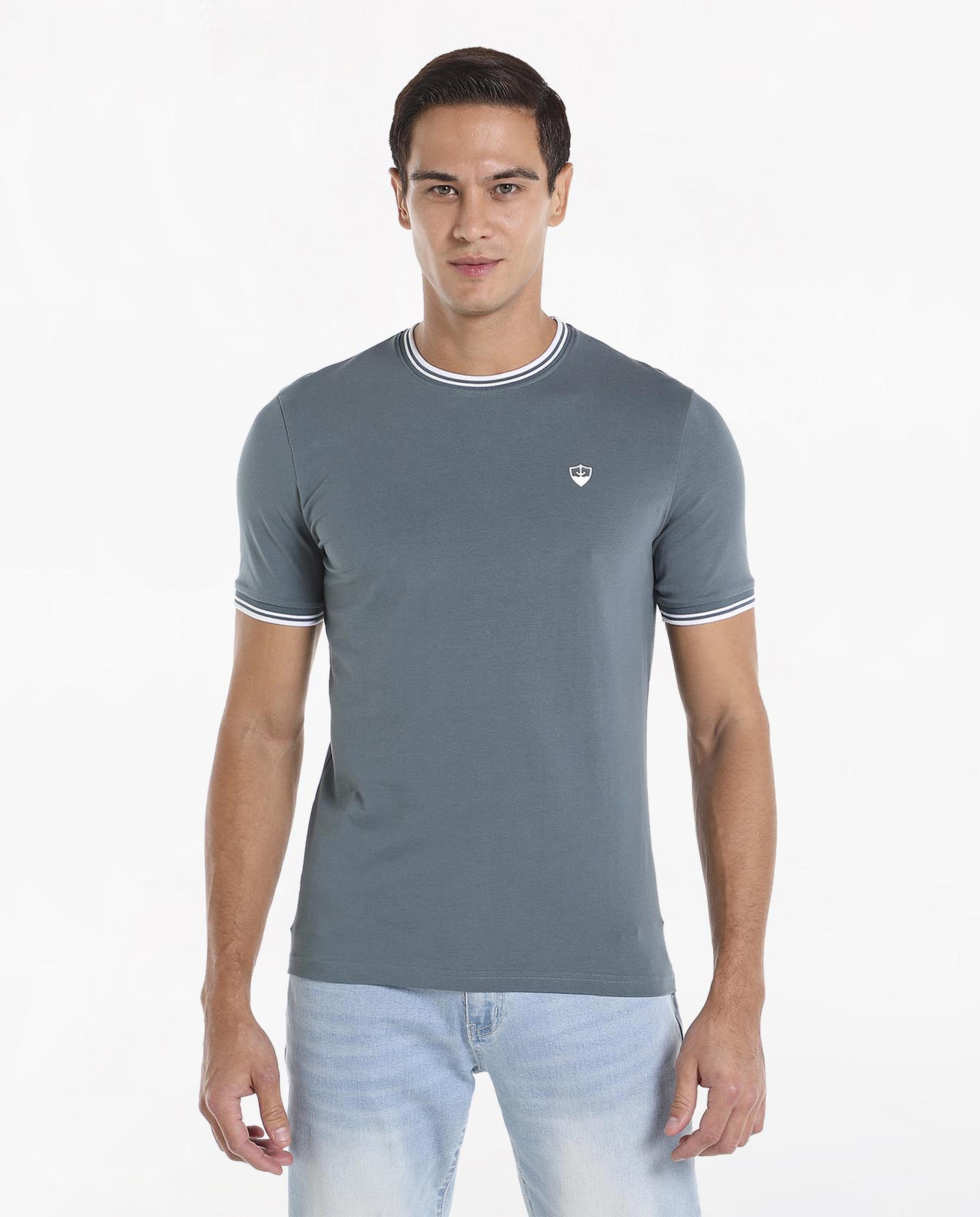 Solid T-Shirt with Crew Neck and Short Sleeves