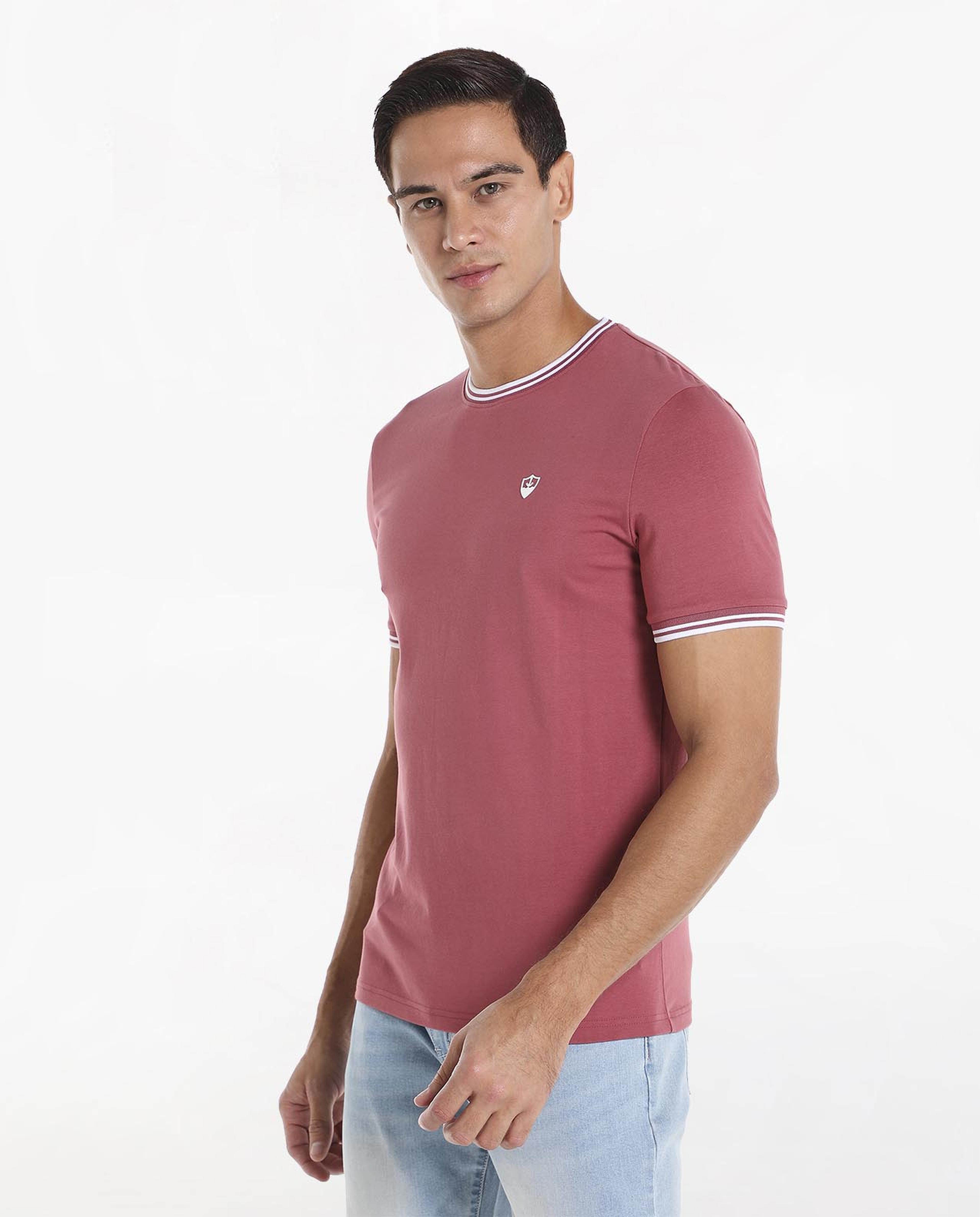 Solid T-Shirt with Crew Neck and Short Sleeves