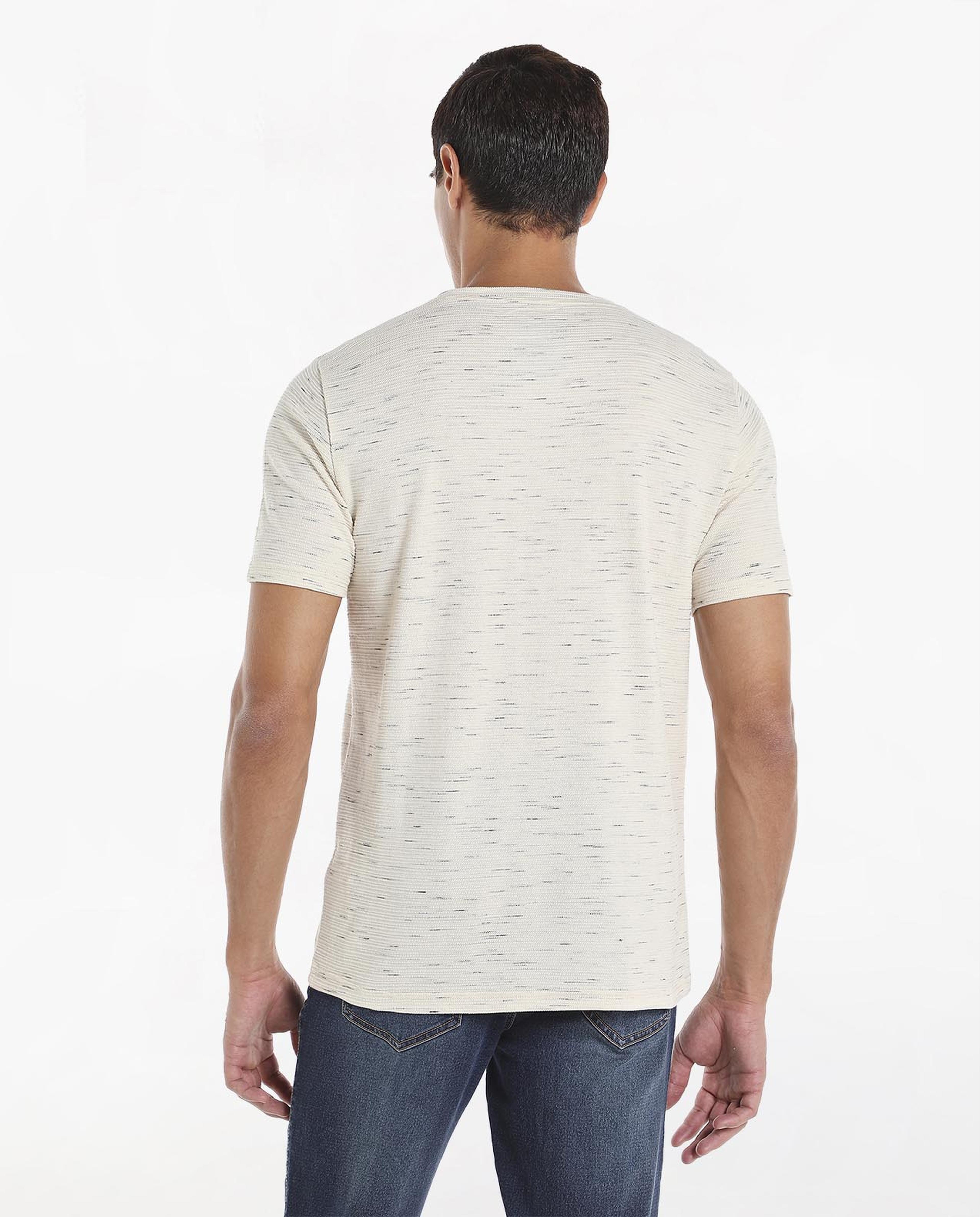 Textured T-Shirt with Crew Neck and Short Sleeves