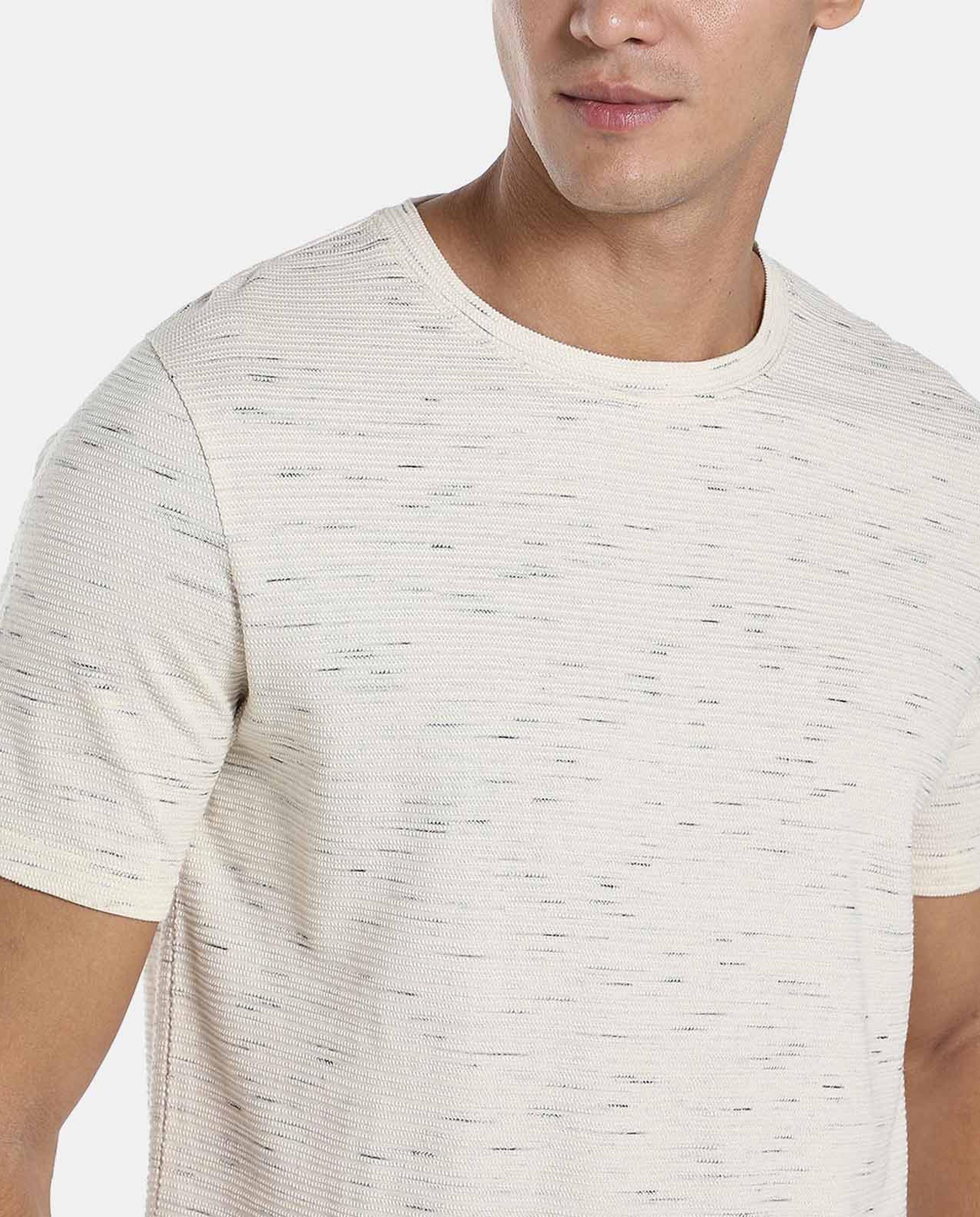 Textured T-Shirt with Crew Neck and Short Sleeves