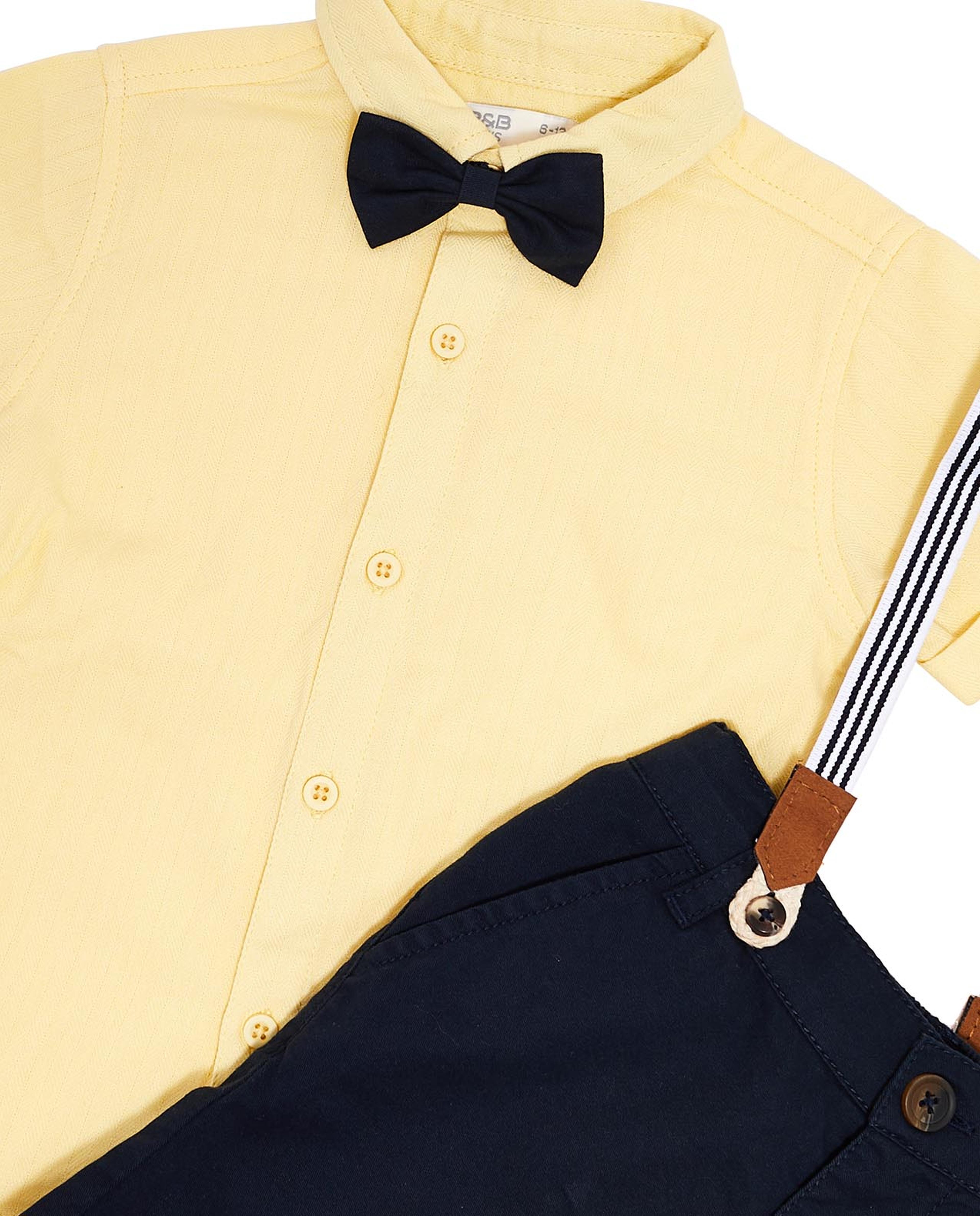 Solid Clothing Set with Suspenders