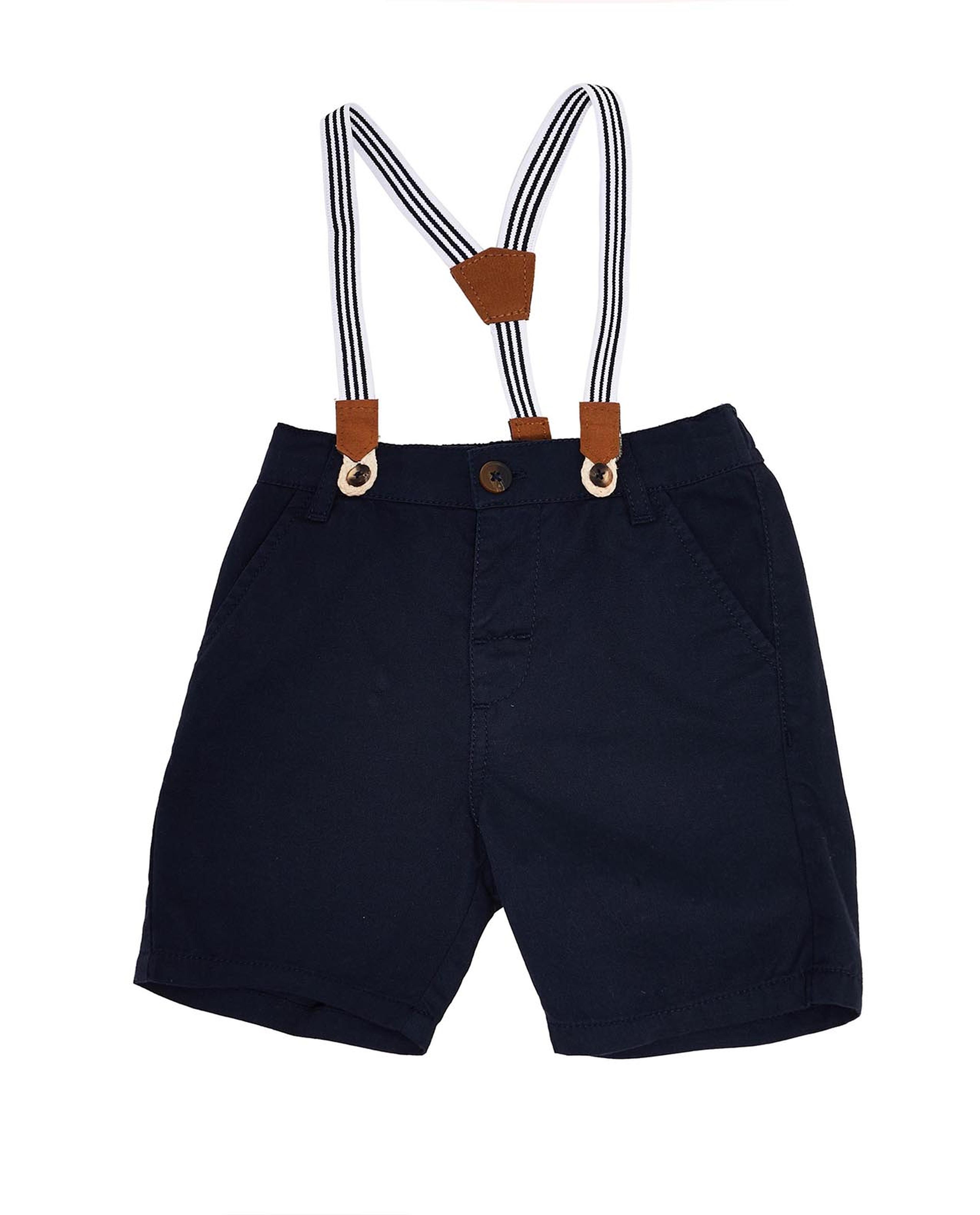 Solid Clothing Set with Suspenders