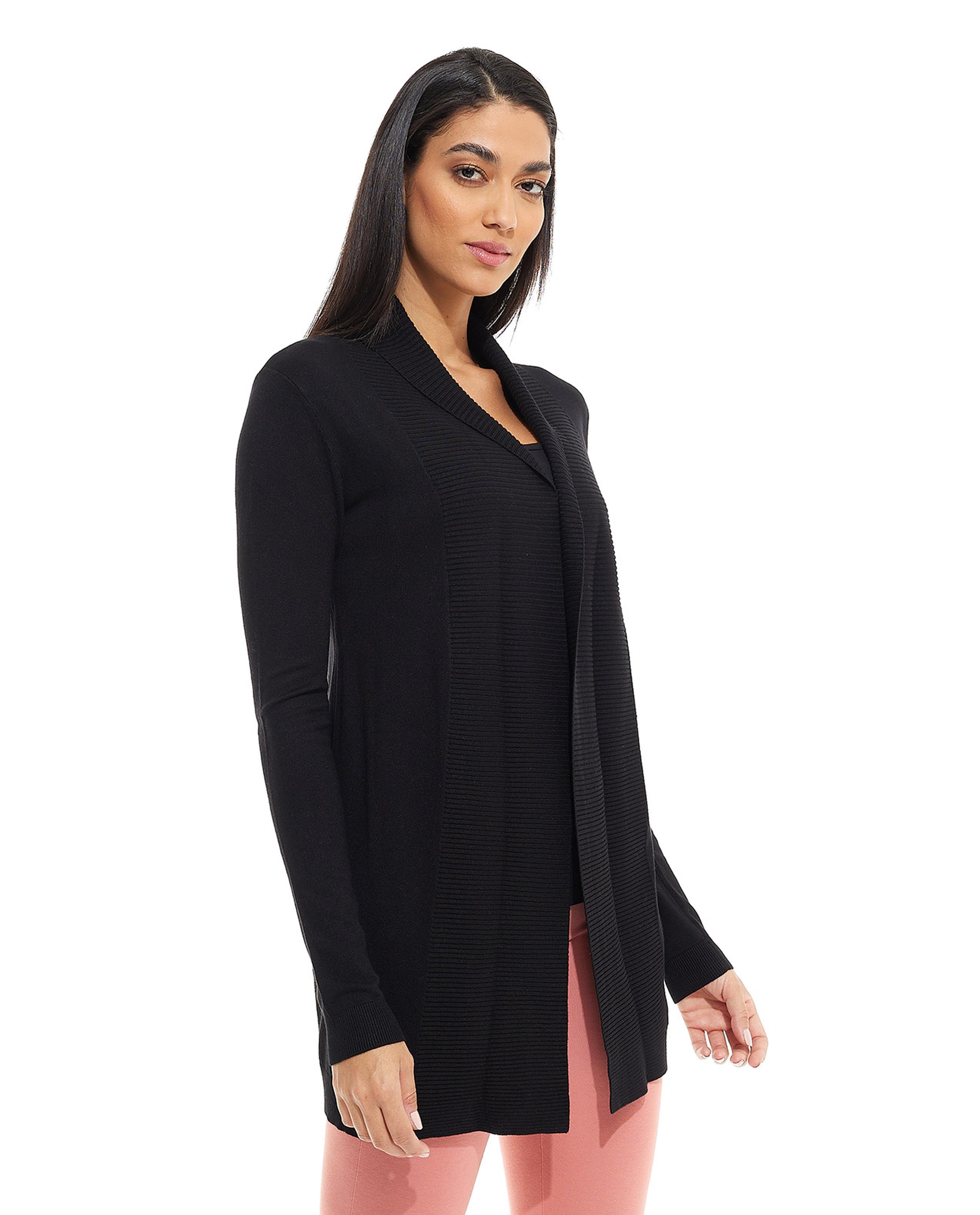 Solid Longline Shrug with Long Sleeves