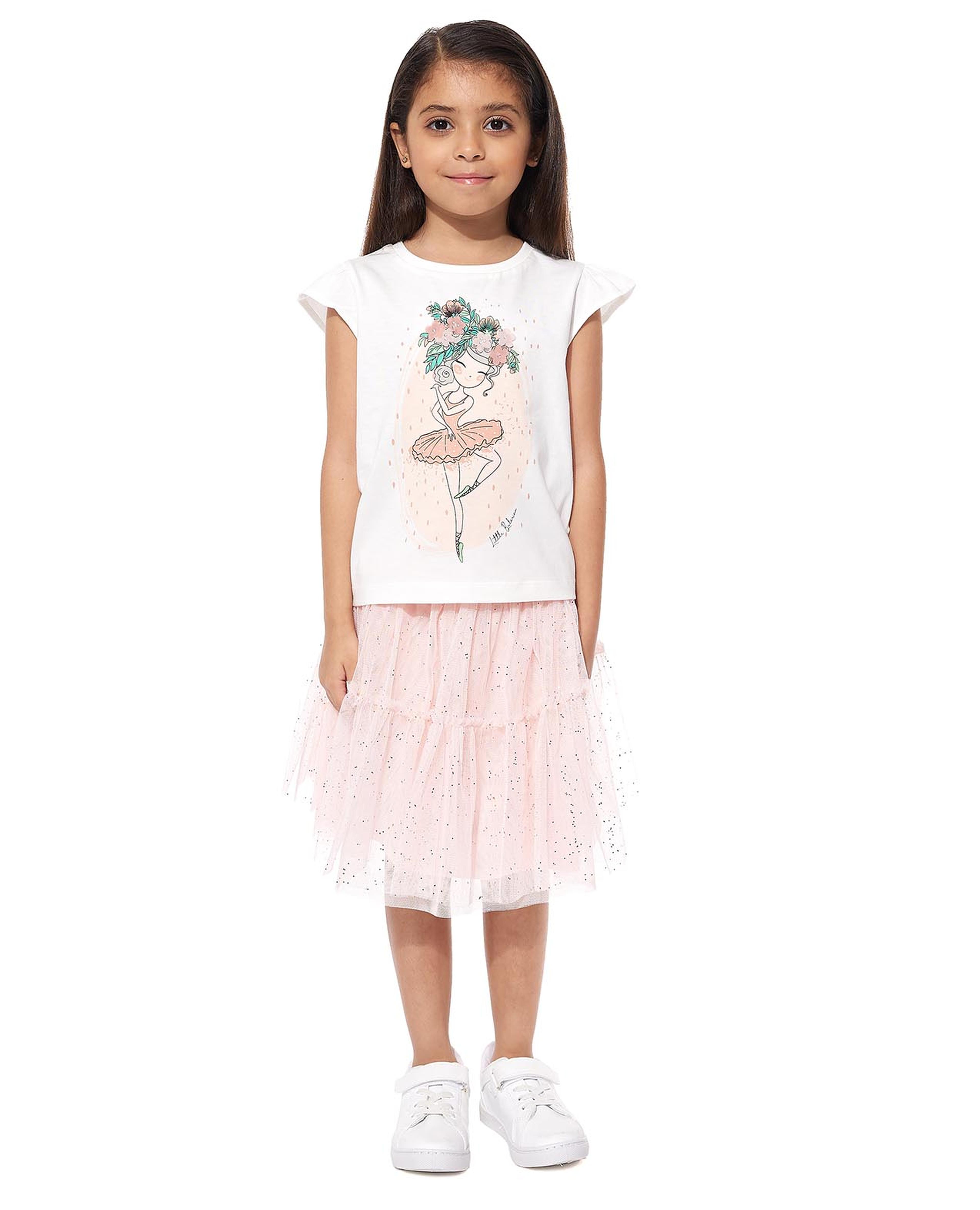 Printed T-Shirt and Tulle Skirt