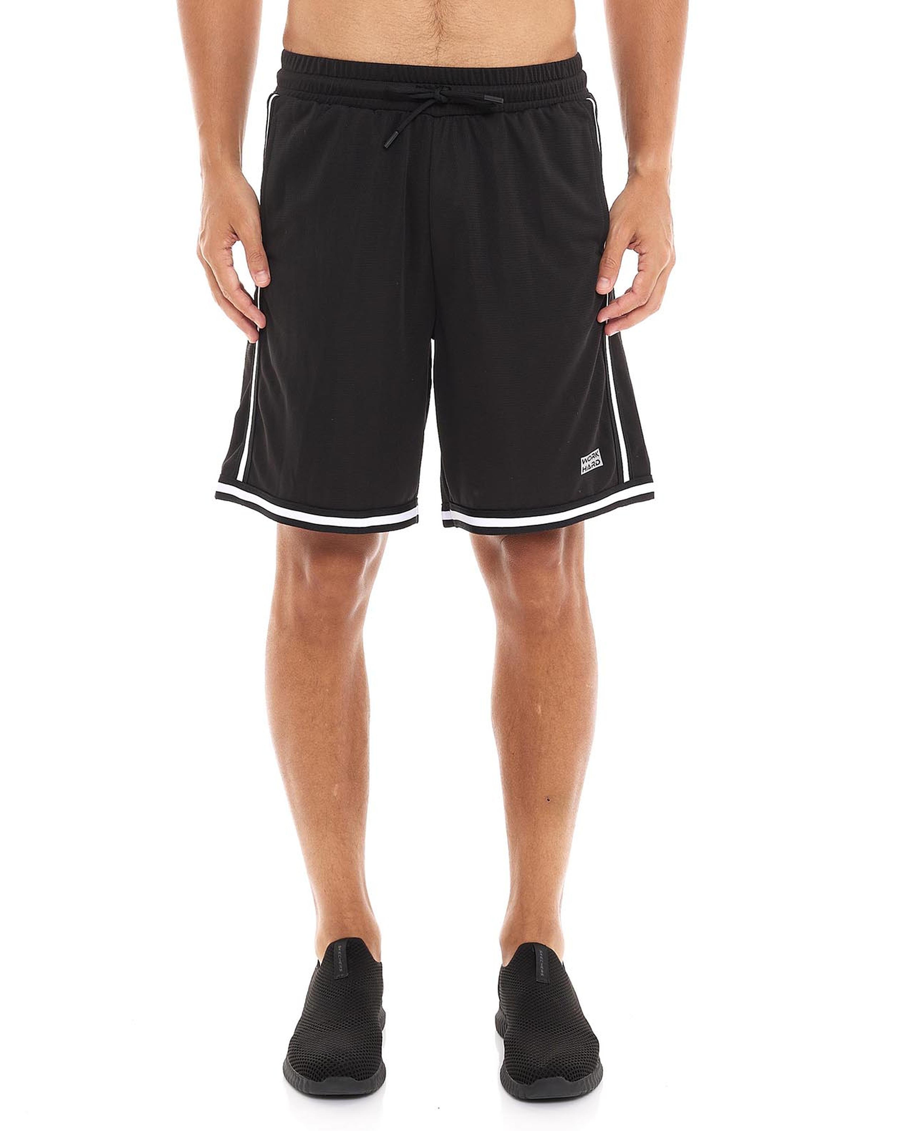 Contrast Trim Active Shorts with Drawstring Waist